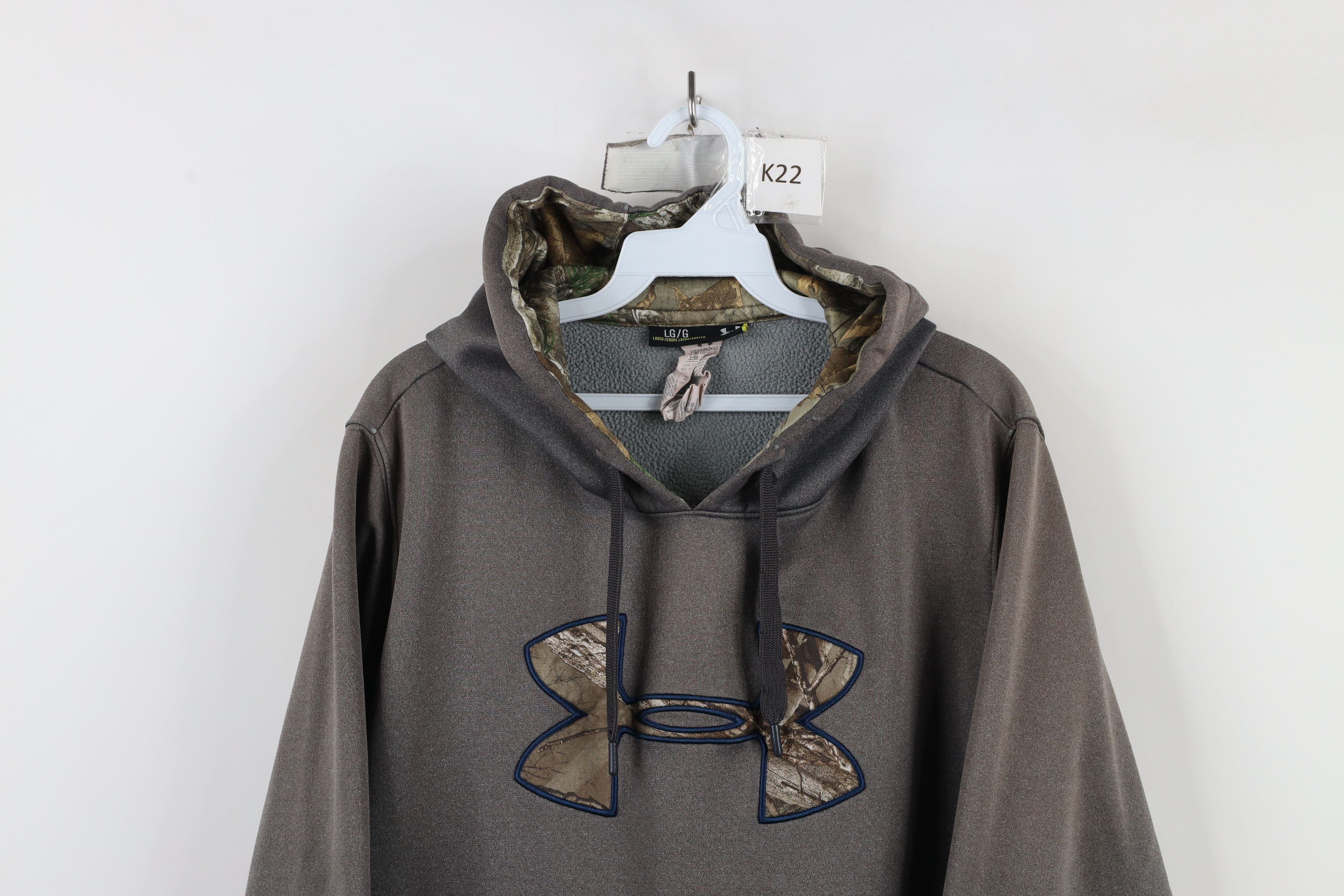 Under Armour × Vintage Under Armour Camouflage Big Logo Hoodie Sweatshirt Gray Size US L / EU 52-54 / 3 - 2 Thumbnail