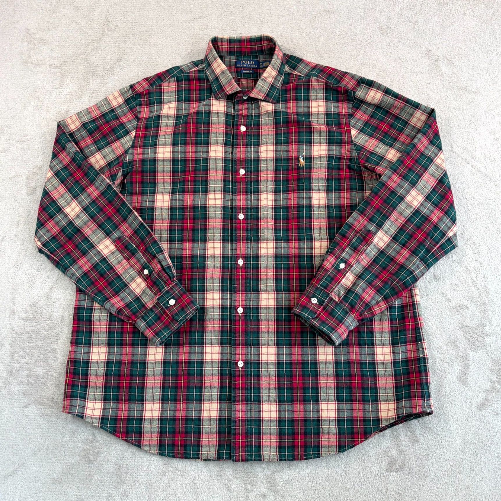 Polo Ralph Lauren VINTAGE Polo Ralph Lauren Classic Fit Flannel Shirt n Multi Lumberjack Plaid Flesh Pony Size US XXL / EU 58 / 5 - 4 Thumbnail