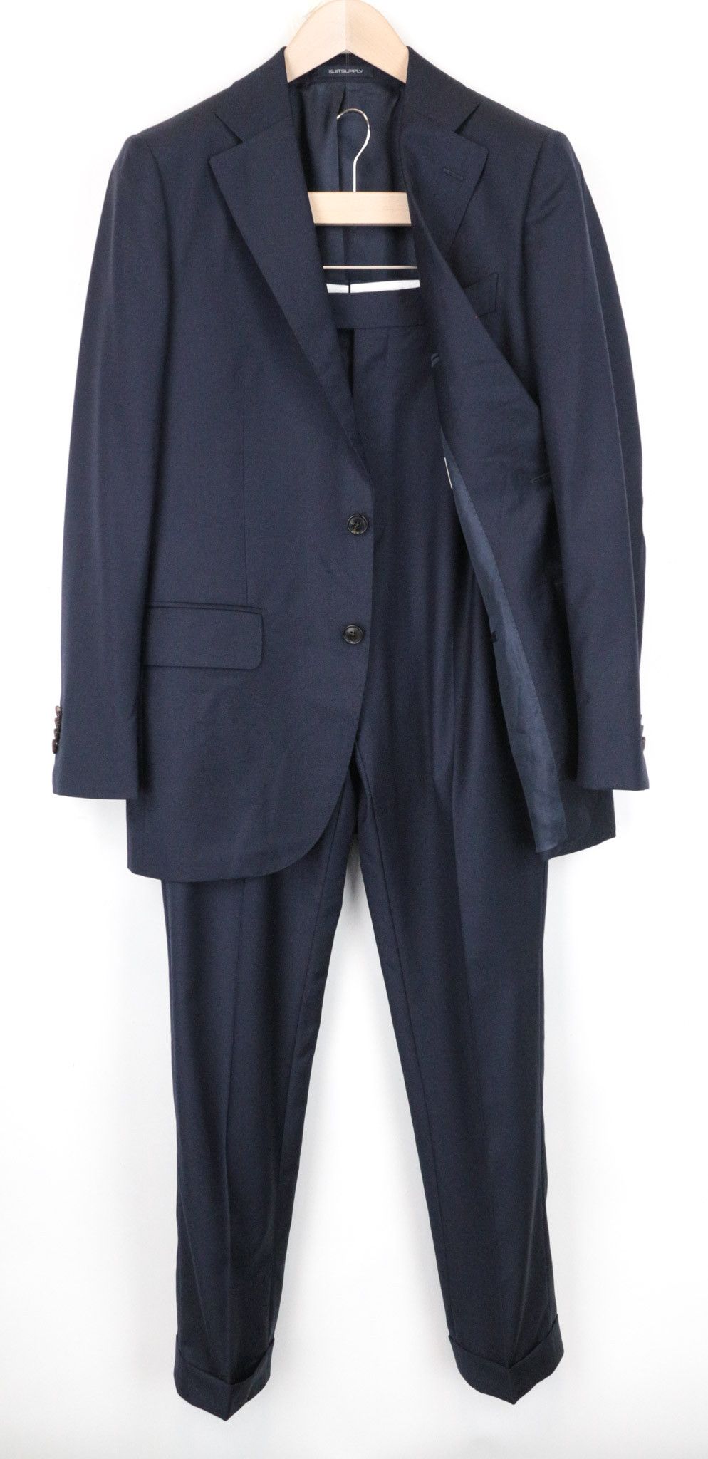 image of Suitsupply La Spalla Uk38R Blue Slim Pure Wool S110 Formal Suit 69314, Men's