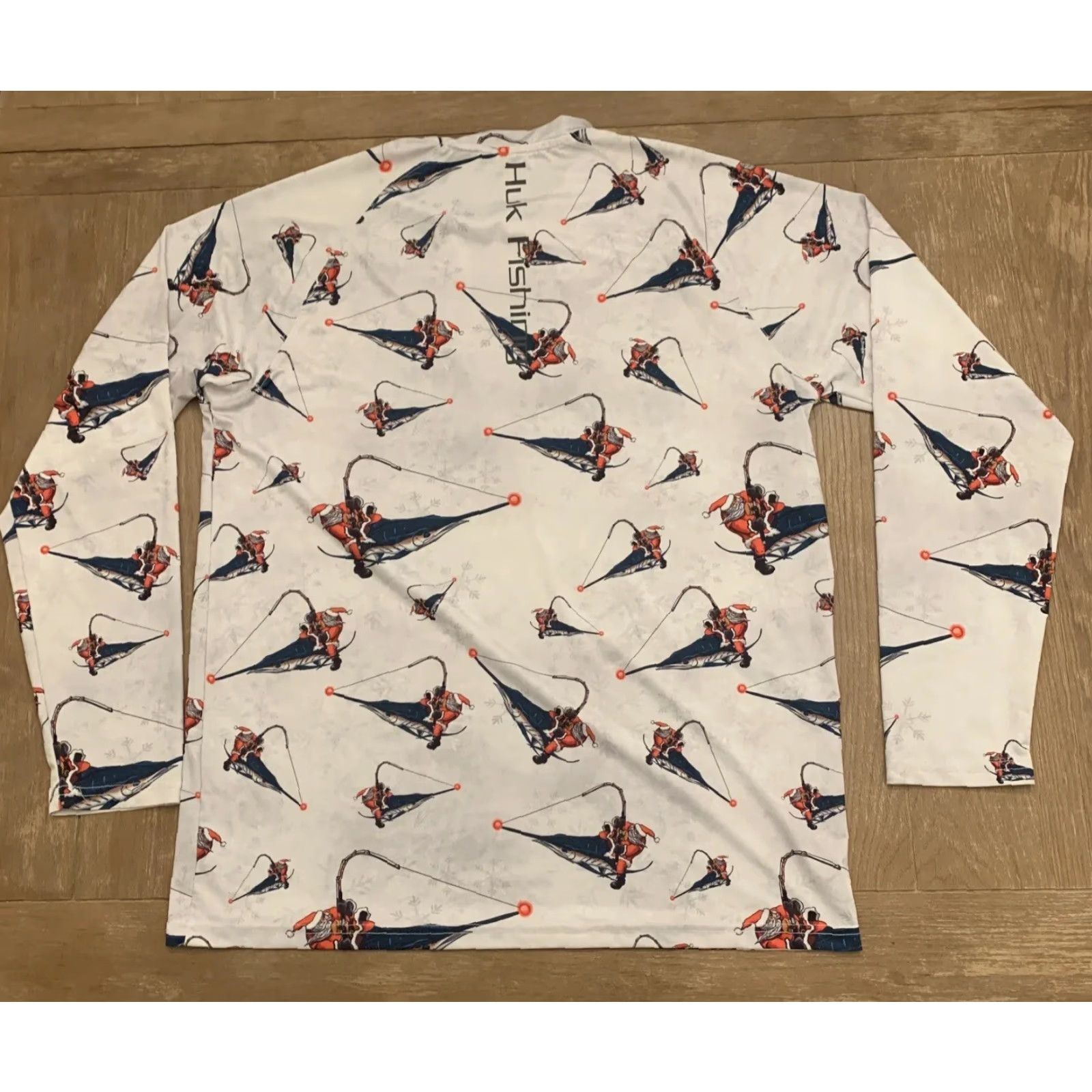 Vintage Huk Performance Fishing Long Sleeve Shirt M White Santa Sailfish All Over Men Size M Mens Shirt Size US M / EU 48-50 / 2 - 6 Thumbnail