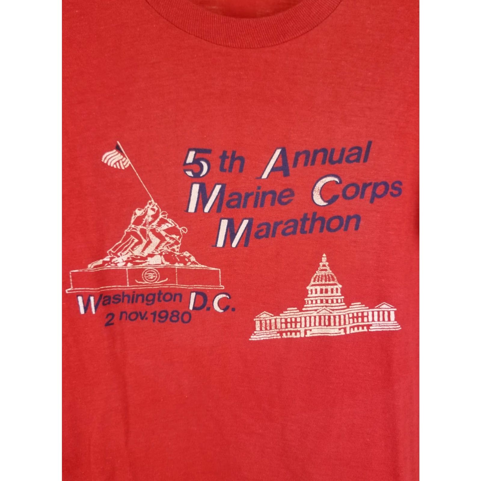 Vintage VINTAGE US MARINE CORP 5TH MARATHON RED T-SHIRT SZ M Size US M / EU 48-50 / 2 - 2 Thumbnail