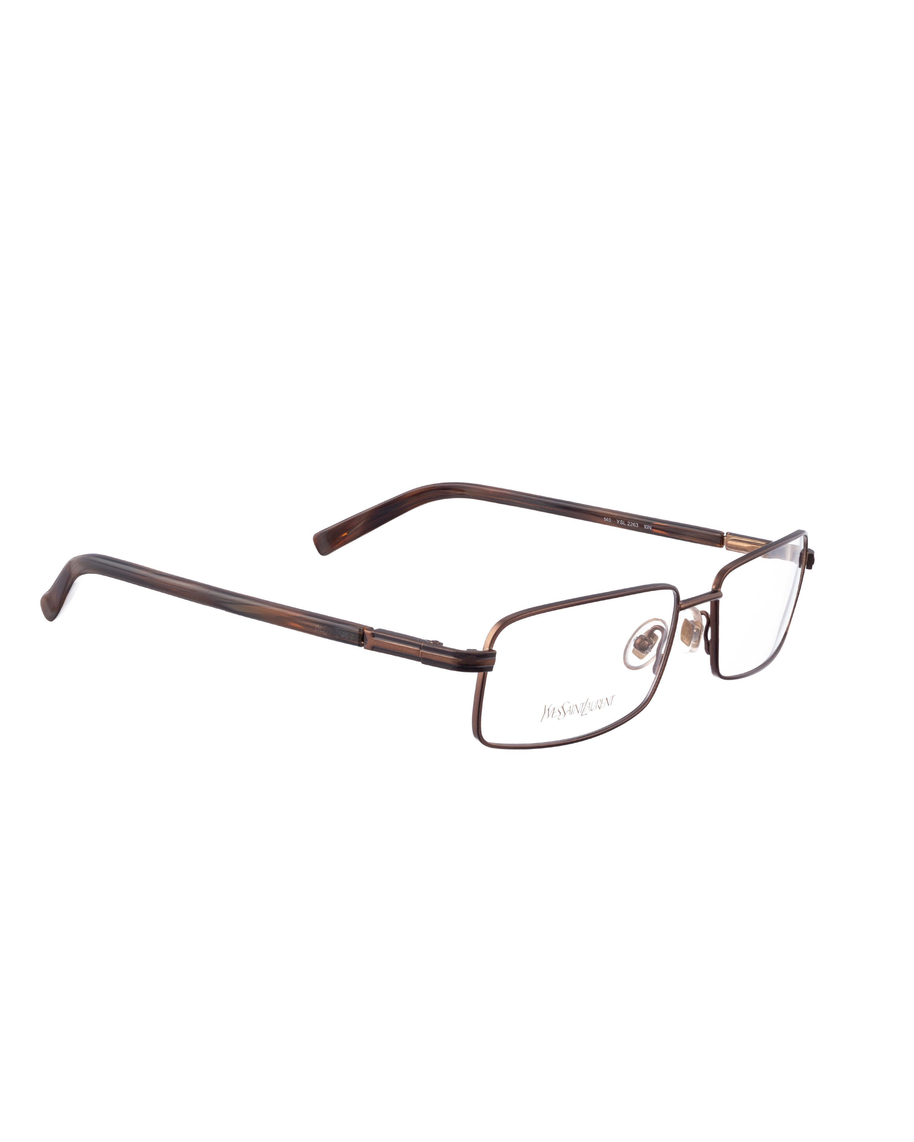 Yves Saint Laurent Yves Saint Laurent 90s Brown Metallic Rectangular Glasses Size ONE SIZE - 2 Thumbnail