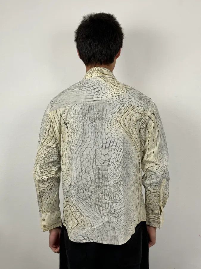 Just Cavalli SS2002 Cavalli Beige Crocodile Effect Abstract Shirt Size US S / EU 44-46 / 1 - 3 Thumbnail