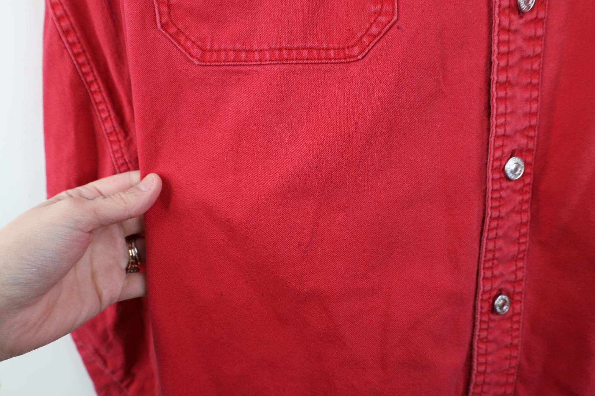 Levi's Vintage 90s Levis Baggy Denim Jean Button Shirt Red Cotton Size US L / EU 52-54 / 3 - 9 Thumbnail