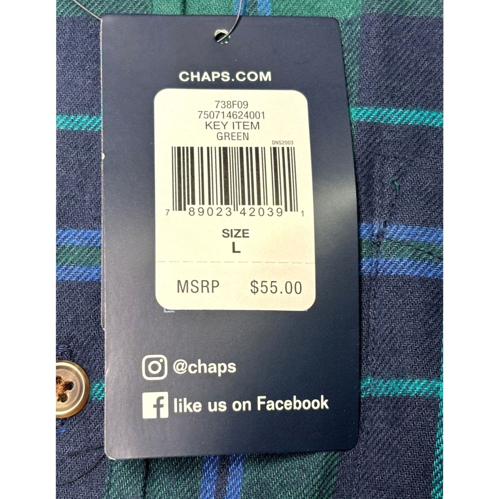 Chaps Chaps Flannel Shirt Button-Up Long Sleeve Men's L Green Plaid Size US L / EU 52-54 / 3 - 4 Thumbnail