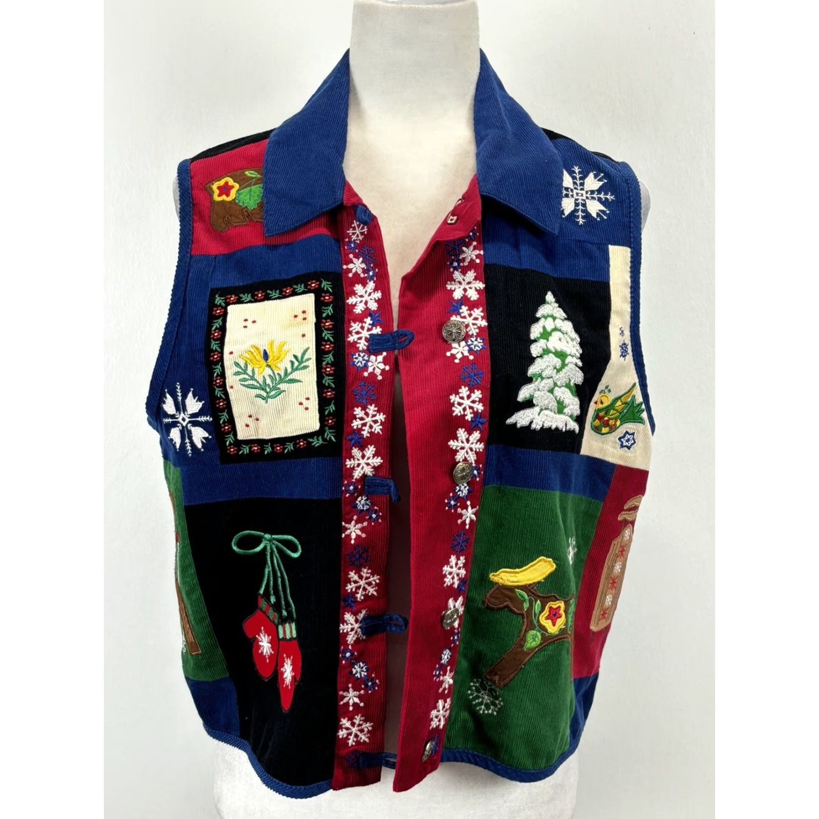 Vintage VINTAGE Khaki Rose Corduroy Christmas Vest Medium Beige Holiday Womens Size M / US 6-8 / IT 42-44 - 5 Thumbnail