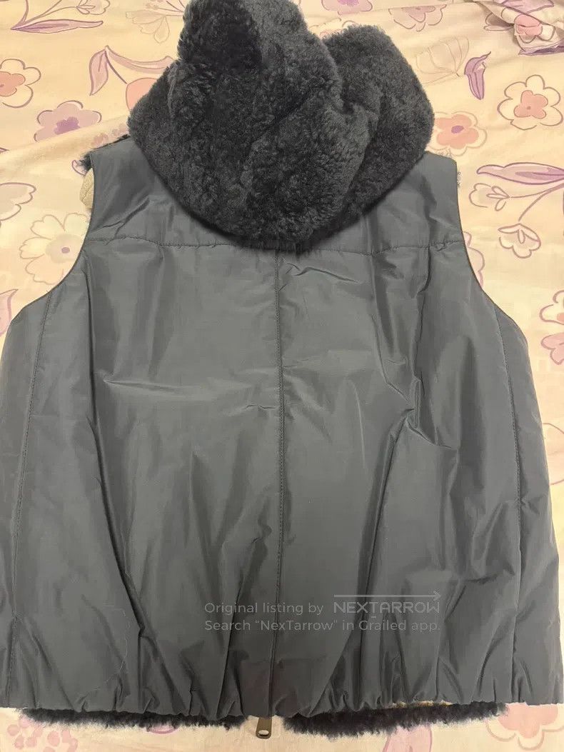 Brunello Cucinelli Brunello Cucinelli Lamb Fur Vest, Deep Blue Hooded Size S / US 4 / IT 40 - 2 Thumbnail