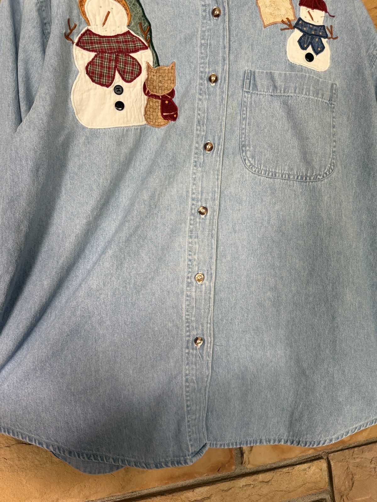 Vintage Vintage 90s Snowman Embroidered Button Up Shirt Size US M / EU 48-50 / 2 - 5 Thumbnail