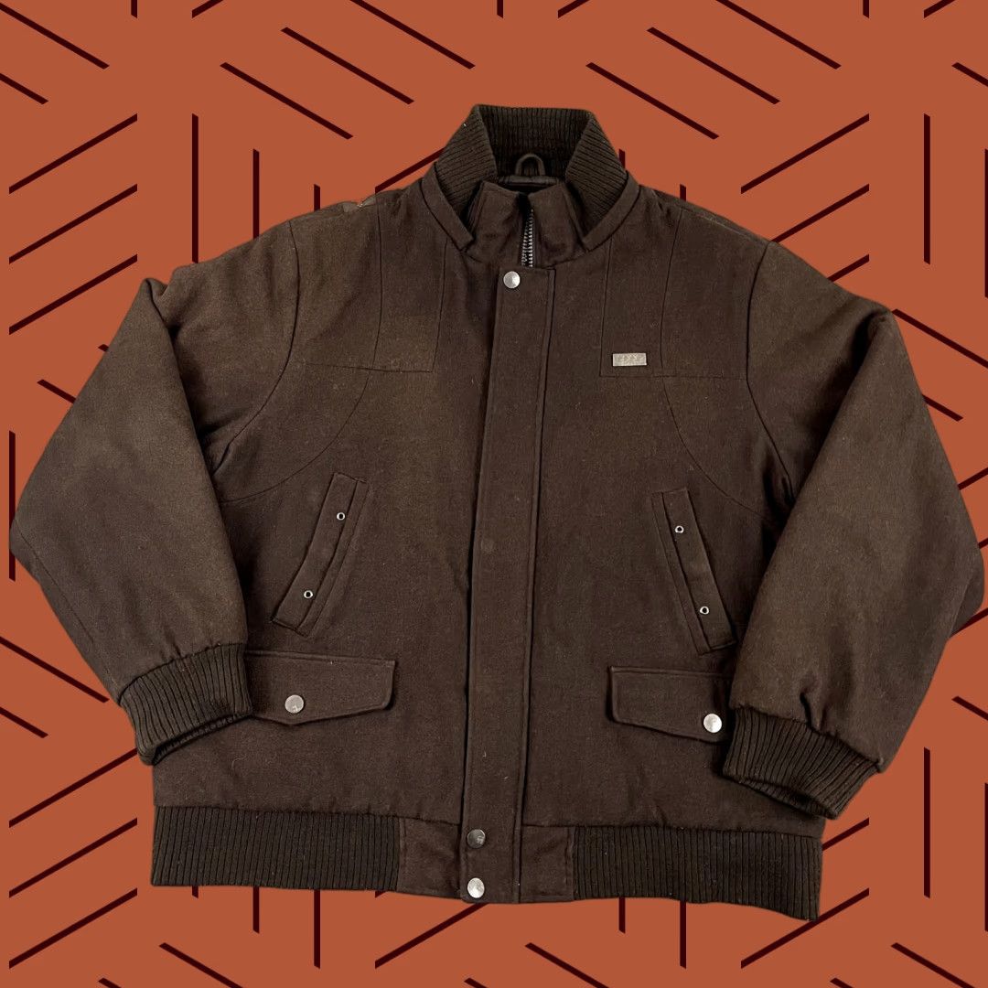 Coogi VINTAGE Coogi Bomber Jacket Mens 2XL Brown Wool Military Lined Heavy Full Zip Coat Y2K Size US XXL / EU 58 / 5 - 1 Thumbnail