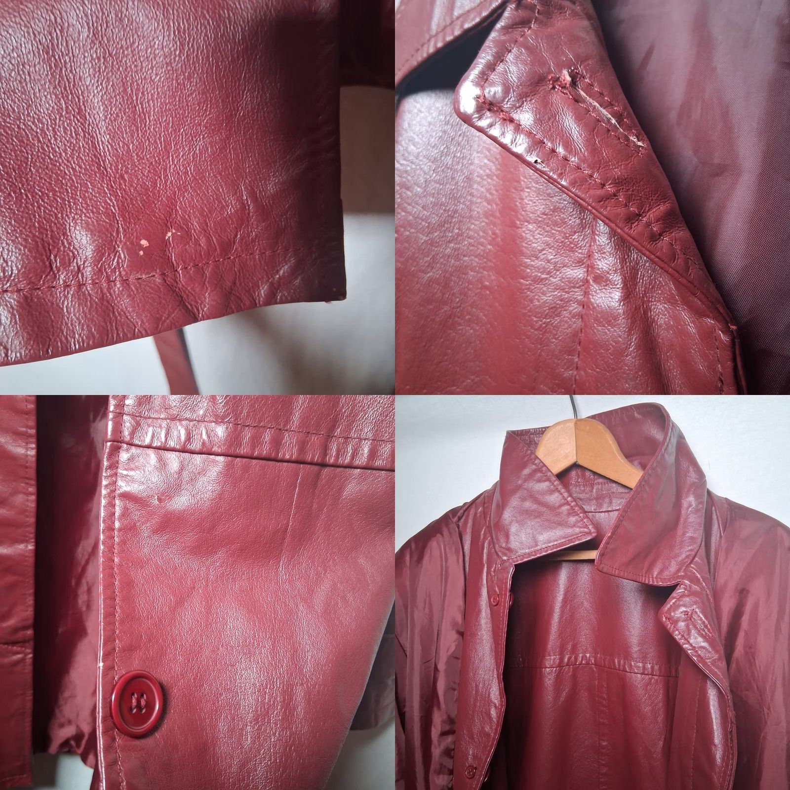 Vintage VINTAGE Bagatelle Jacket Leather Burgundy Button Up Belted Adult Womens Size 18 Size XXL / US 16-18 / IT 52-54 - 10 Thumbnail