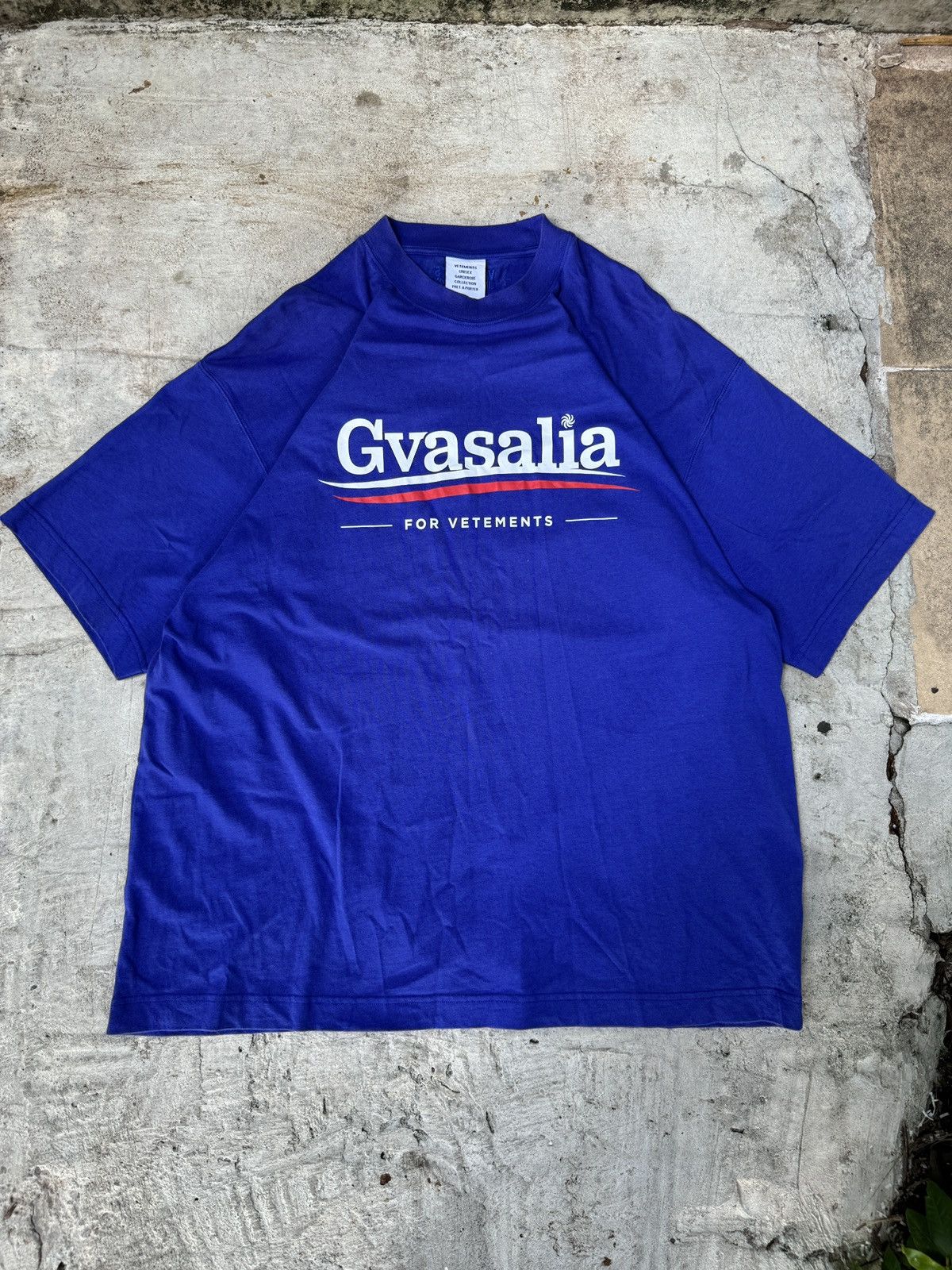 image of Gvasalia For Vetements Political Tee Xs in Blue, Men's