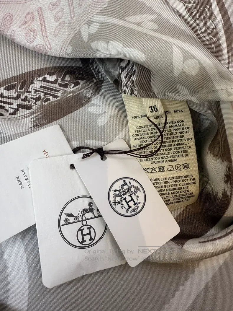 Hermes Hermes Silk Shirt, Size 36, Grey Mule Print, 100% Silk Fab Size XS / US 0-2 / IT 36-38 - 5 Thumbnail
