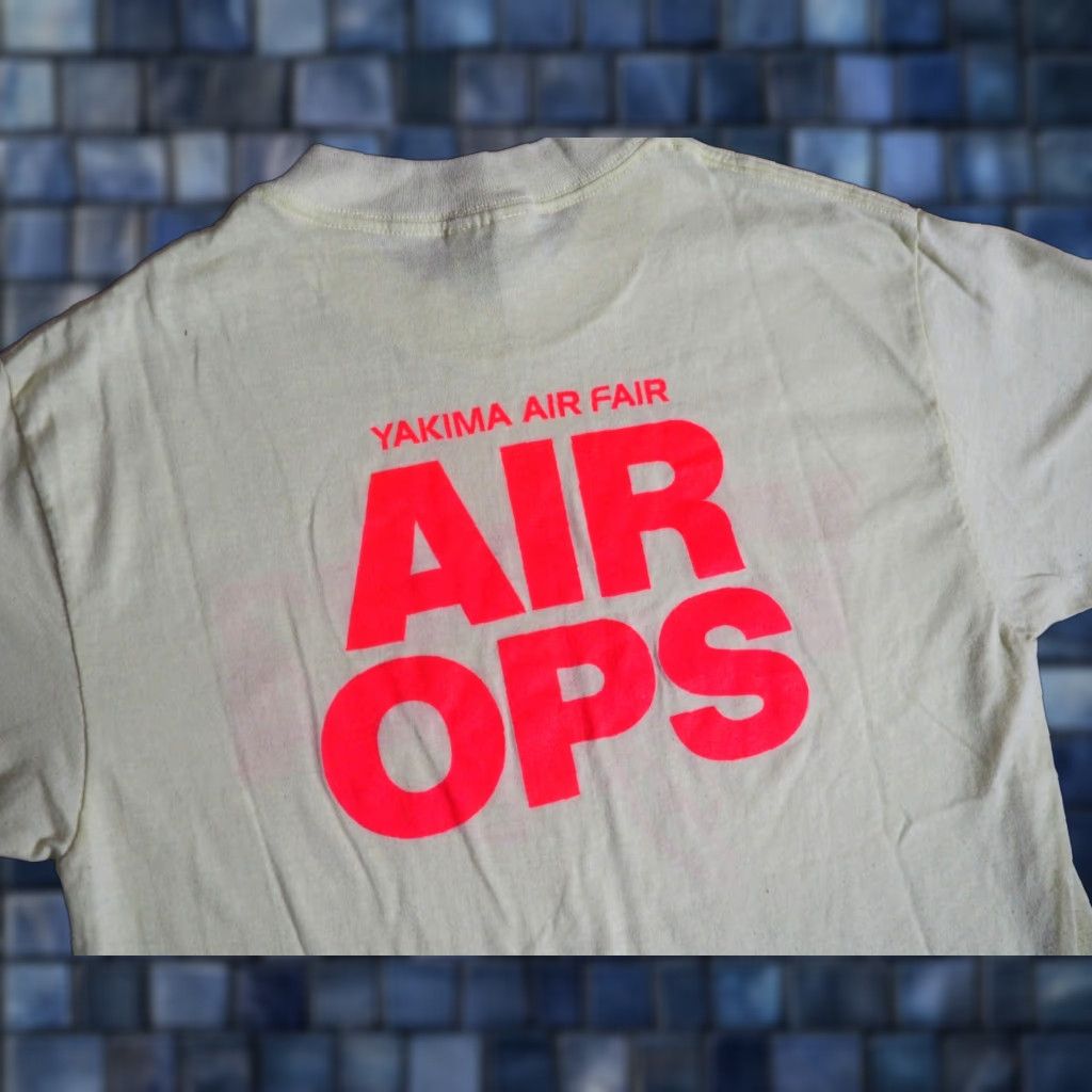 TEE JAYS VTG 80s Hef T Yakima WA Air Fair Fighter Jet USA Yellow Tee T-Shirt Mens S Size US S / EU 44-46 / 1 - 1 Thumbnail