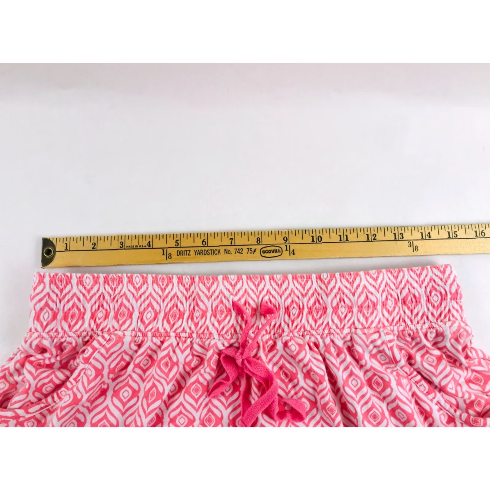 Vintage Cool Girl Shorts Women's XL Pink White Geometric Pattern Pajama Drawstring Shirt Size 40" / US 18 - 4 Thumbnail