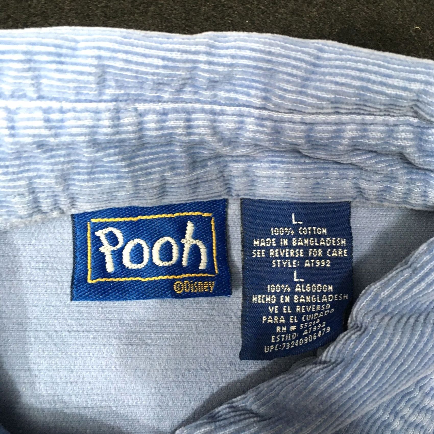 Disney VINTAGE Disney Winnie the Pooh blue Corduroy Long Sleeve Button Up Shirt L Women Blue Embroidered Disney Theme 90s Holiday Casual Mens Womens Girls? Size L / US 10 / IT 46 - 2 Thumbnail