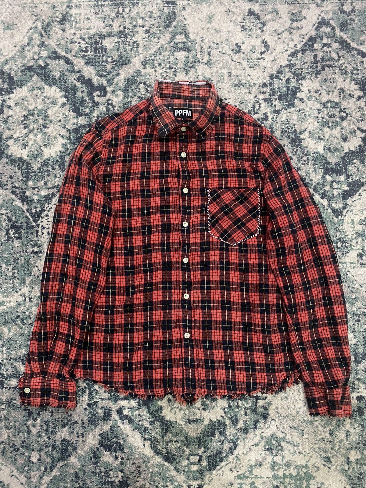 PPFM PPFM Distressed Design Flannel Button Up Shirt Size US L / EU 52-54 / 3 - 2 Thumbnail