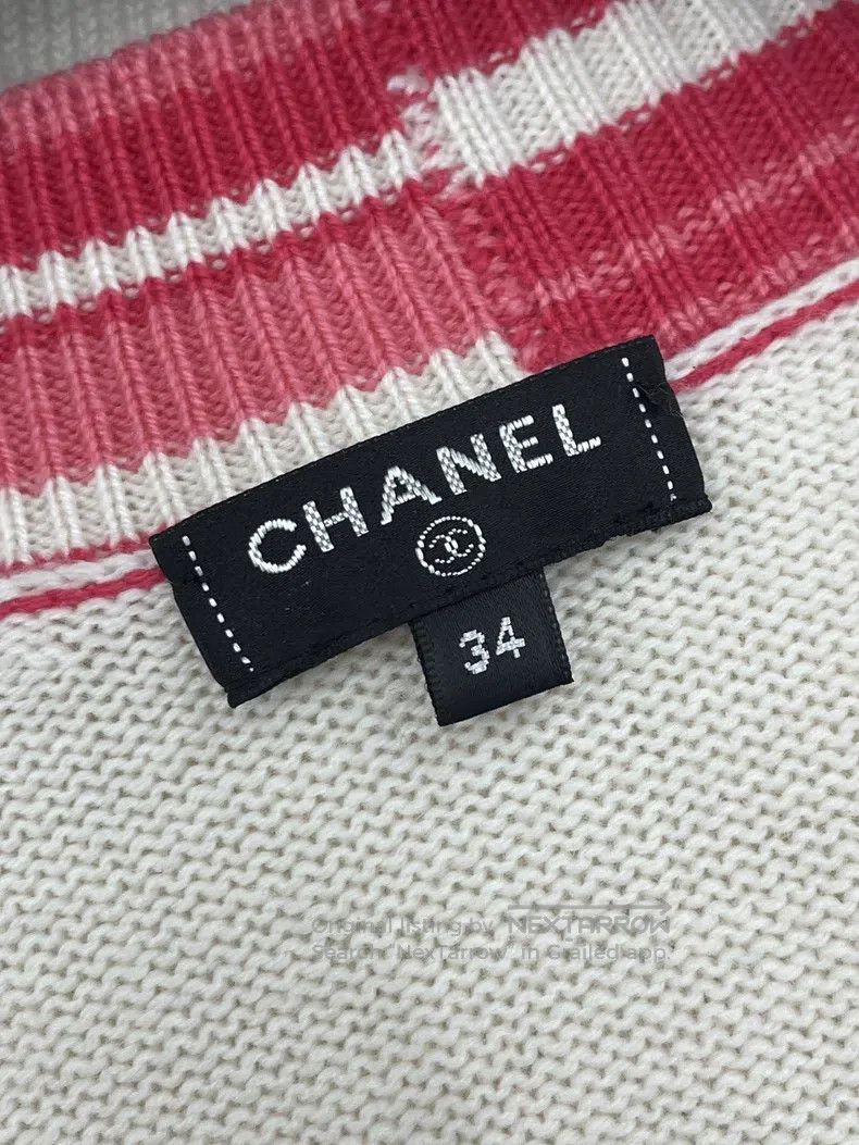 Chanel Chanel Pink and white color-blocked striped cashmere knitt Size XXS / US 00 / IT 34 - 6 Thumbnail