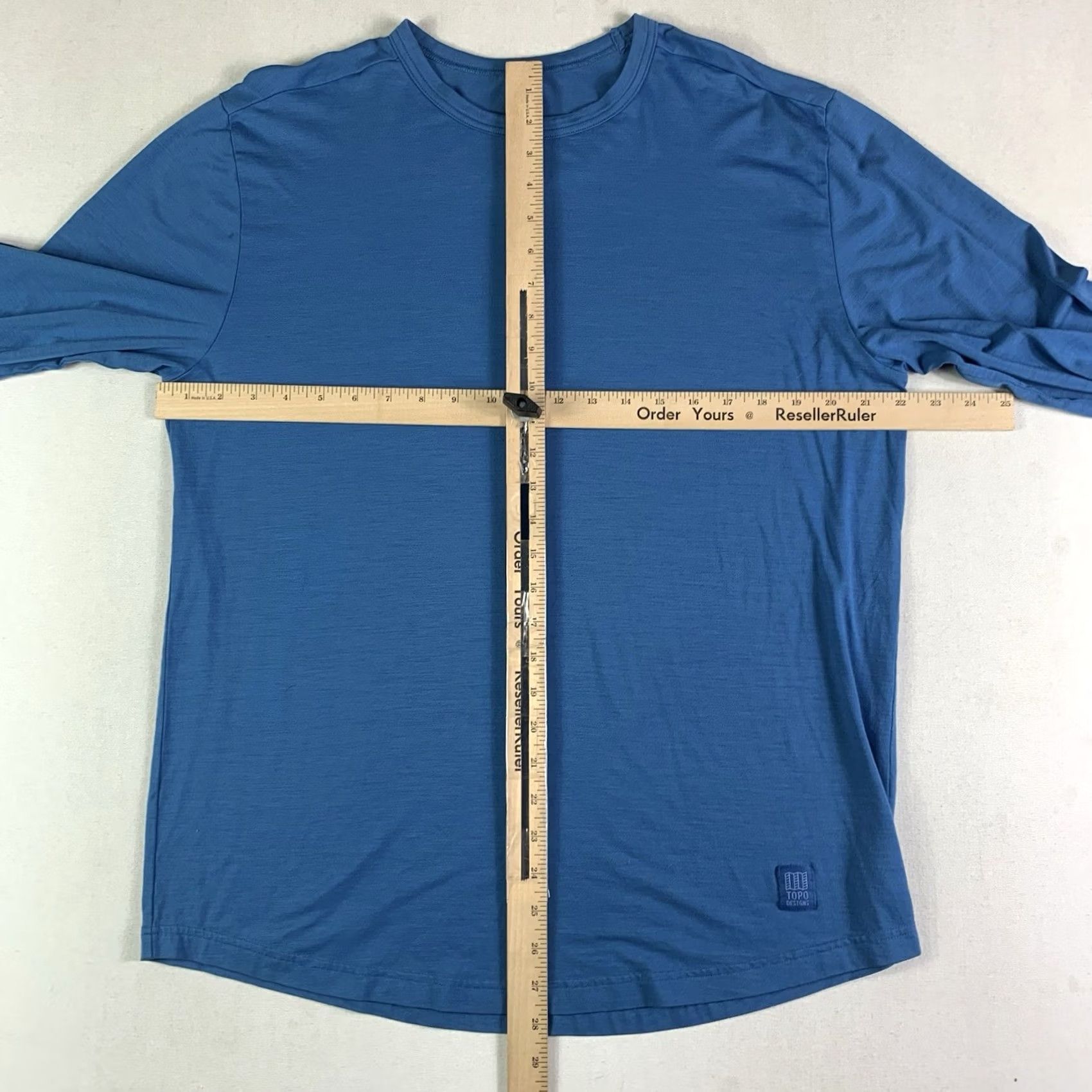 Topo Designs Topo Designs Long Sleeve Crew Neck Shirt Mens XL Blue wool blend (has holes) Size US XL / EU 56 / 4 - 4 Thumbnail