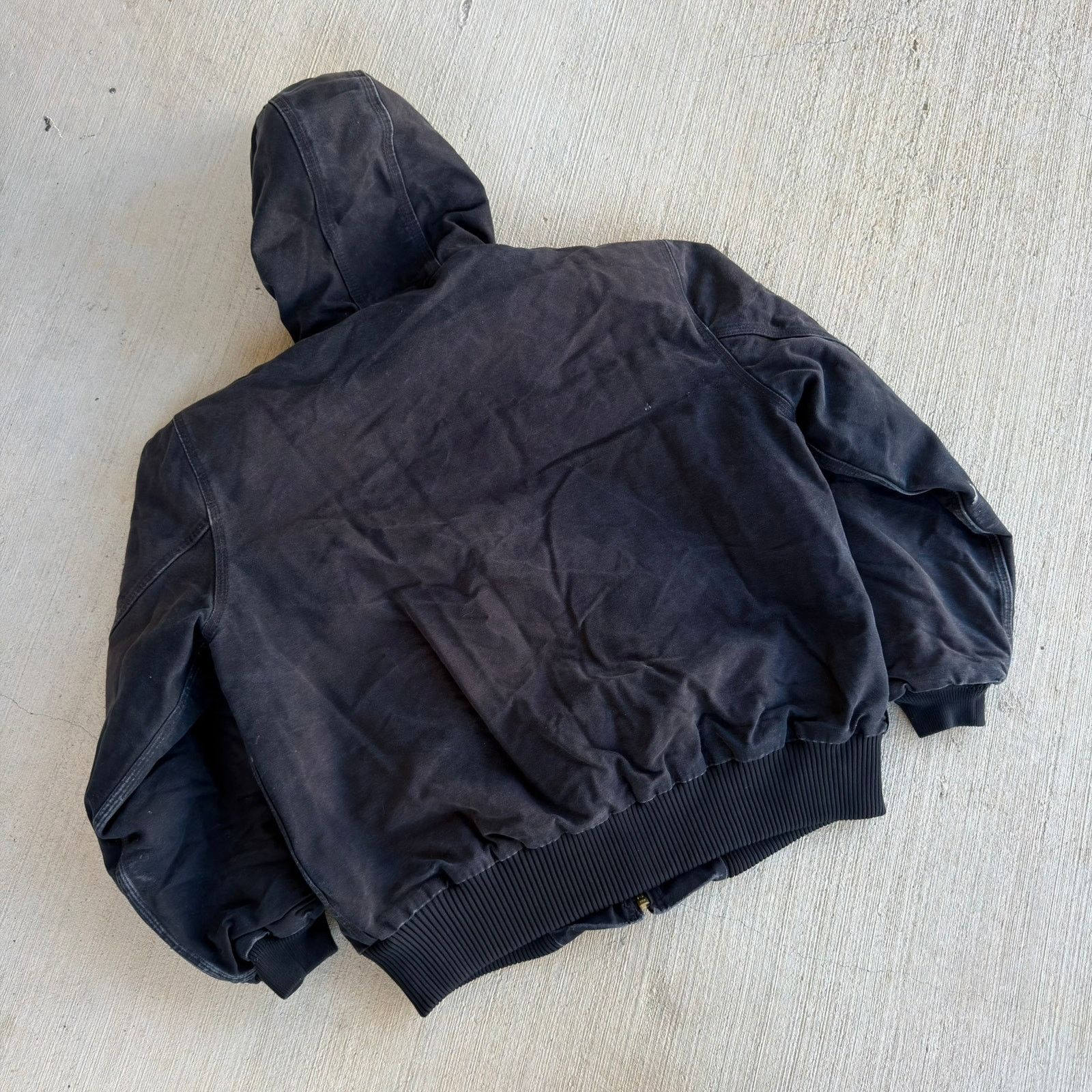 Carhartt × Vintage Carhartt J140 BLK faded black hooded work wear jacket Size US L / EU 52-54 / 3 - 5 Thumbnail