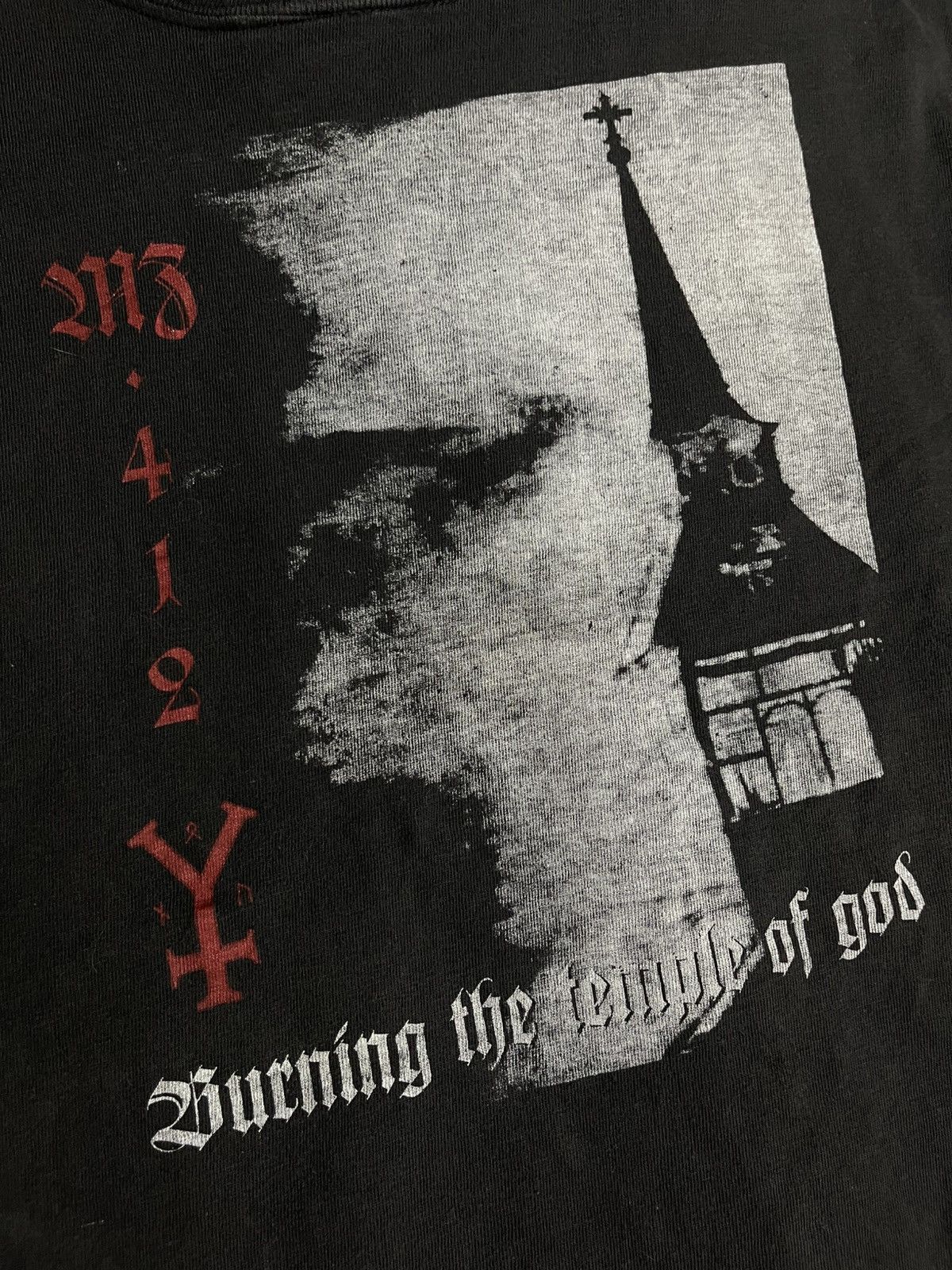 Band Tees Vintage MZ412 Burning the temple of god Black Industrial Tee Size US XL / EU 56 / 4 - 4 Thumbnail