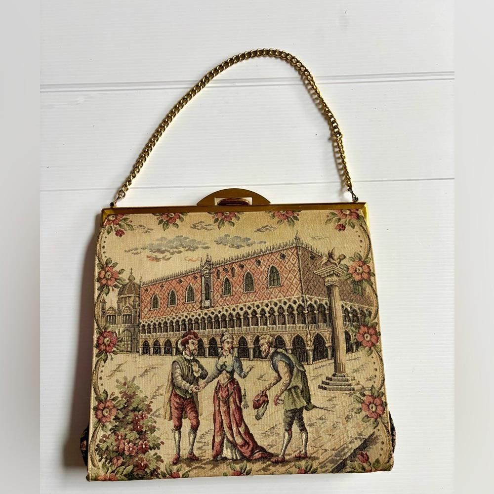 Designer Antique Signed LA MARQUISE Fine Italian Tapestry Bag Size ONE SIZE - 2 Thumbnail