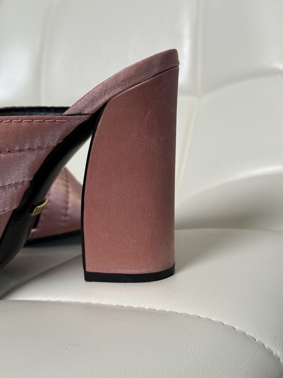 Gucci Gucci Crossover Satin Quilted Mule Sandals Block Heel Slides Size US 9 / IT 39 - 14 Thumbnail