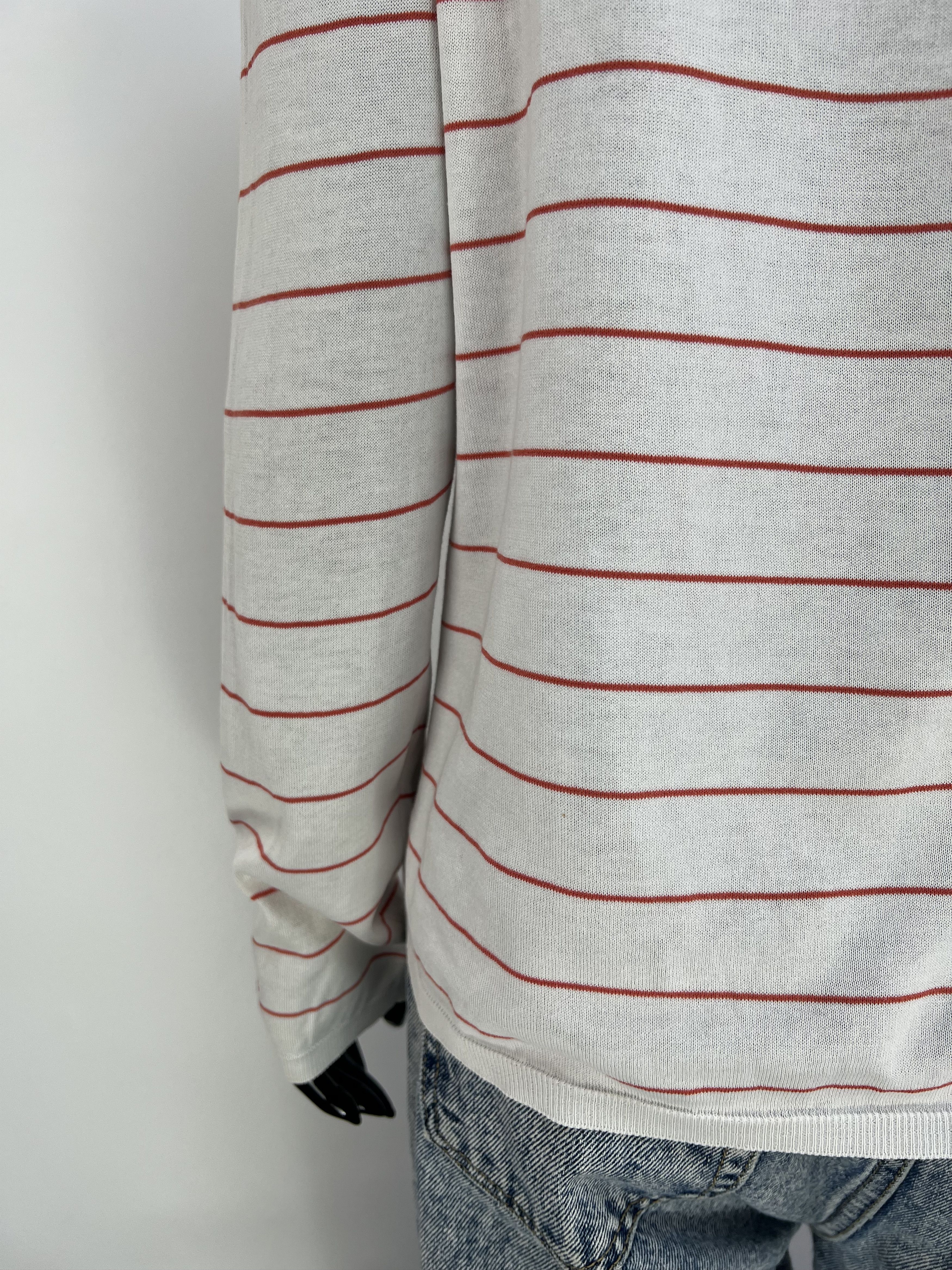 Malo Malo 100% Cotton Striped Crew Neck Cardigan Size IT 46 Size L / US 10 / IT 46 - 10 Thumbnail