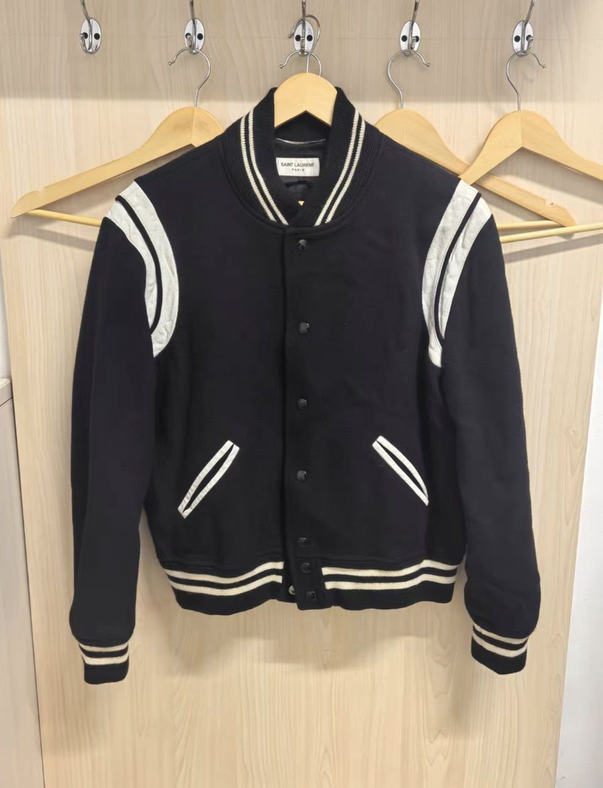 Saint Laurent Paris Saint Laurent SLP Classic Black and White Baseball Jacket Size US XL / EU 56 / 4 - 1 Thumbnail