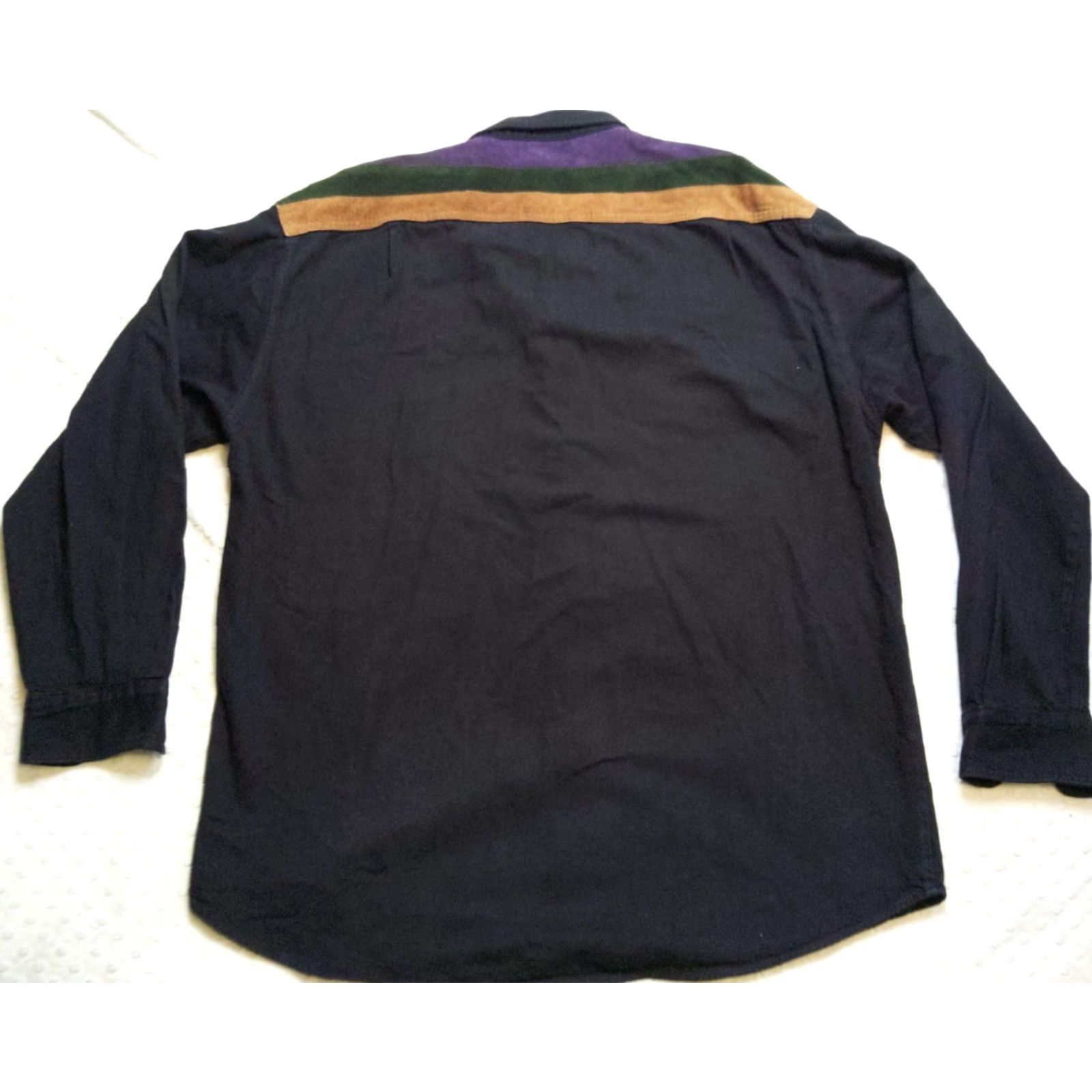 JNCO VINTAGE JNCO Shirt Los Angeles Button-Up Long Sleeve Black XL Mens Knit Cotton Polyester Striped Angel Pattern Collar Button-Down Size US XL / EU 56 / 4 - 7 Thumbnail