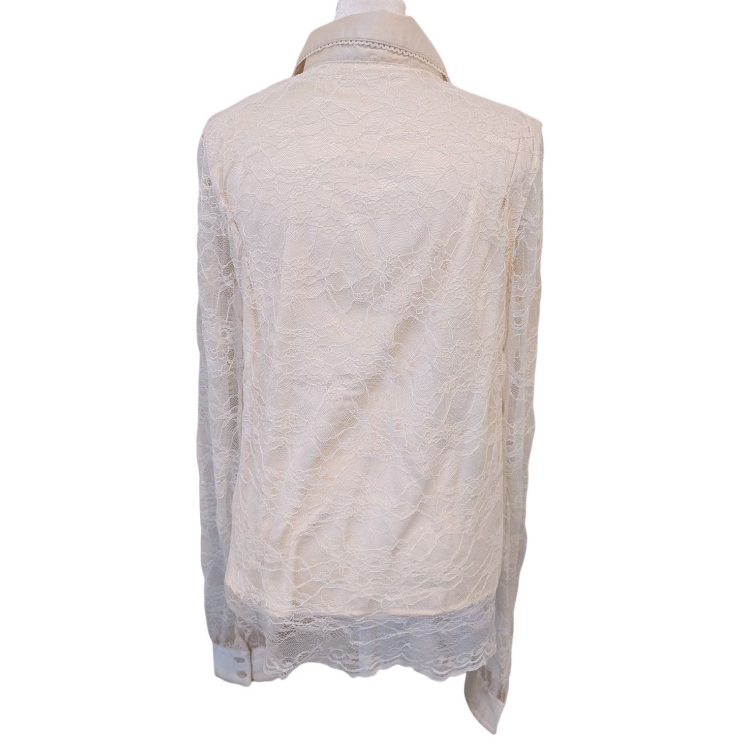 Other Rachel Parcell Lace Cream Satin Button Down Medium Size M / US 6-8 / IT 42-44 - 6 Thumbnail