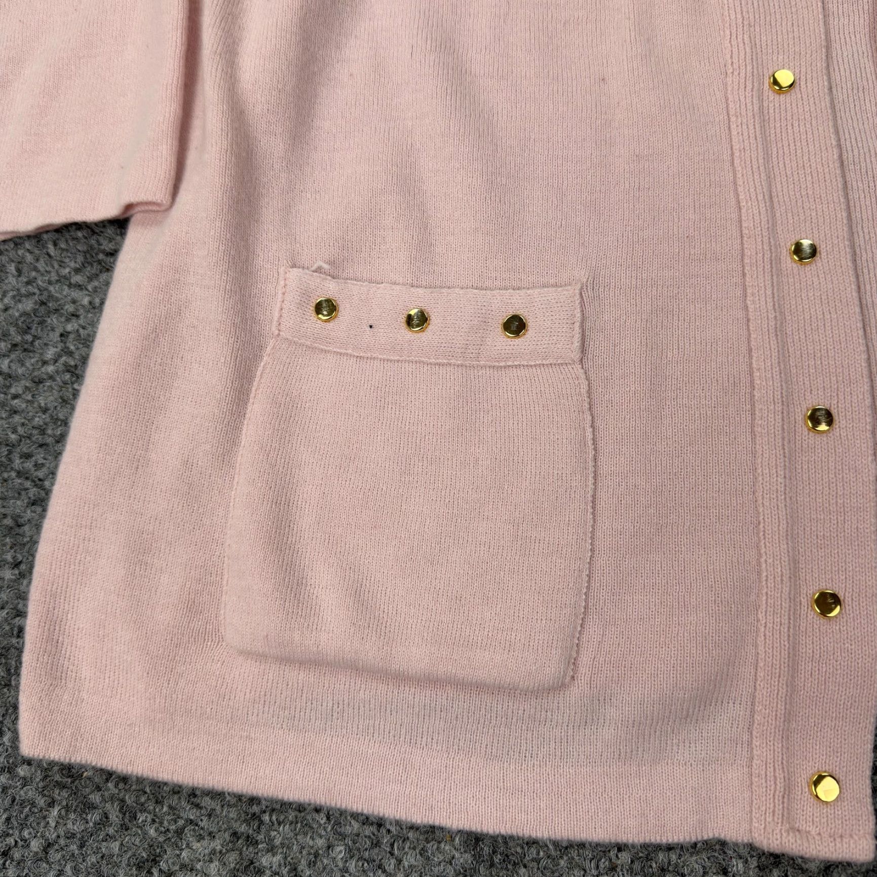 Vintage VINTAGE Adolfo Cardigan Sweater Womens Medium Pink Open Front Studded 3/4 Sleeve Knit Raglan Vintage Womens Size M / US 6-8 / IT 42-44 - 3 Thumbnail
