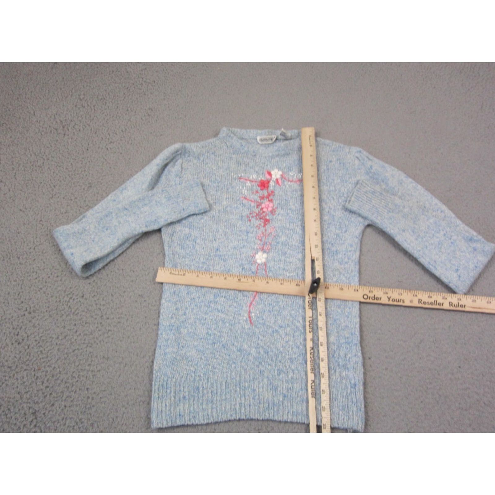 Vintage VINTAGE Fantastic Sweater Womens Small S Blue Silk Angora Floral Embroidered 90s Size S / US 4 / IT 40 - 6 Thumbnail