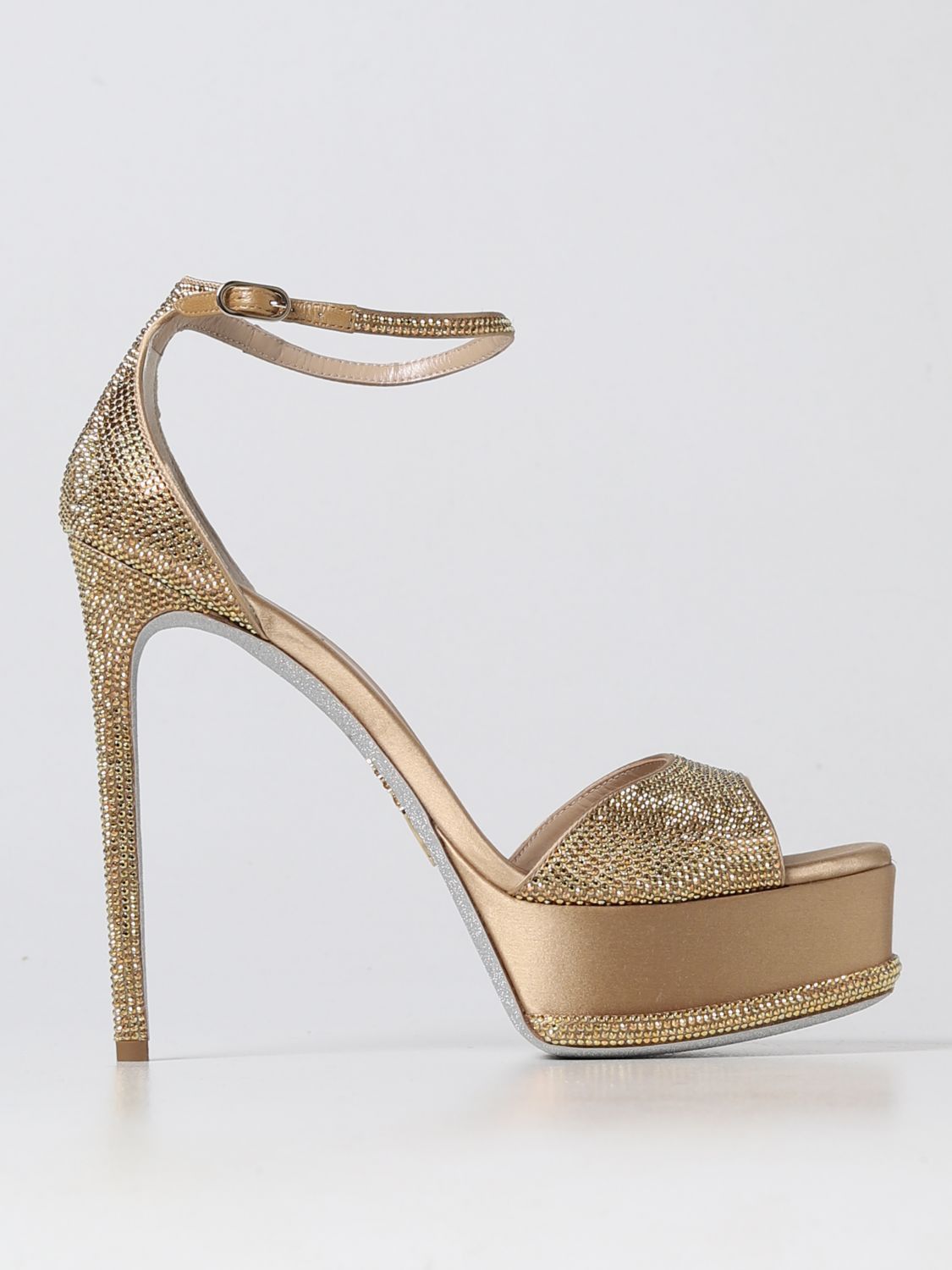 image of Rene Caovilla Heel Shoesed Sandals Woman Gold, Women's (Size 9)