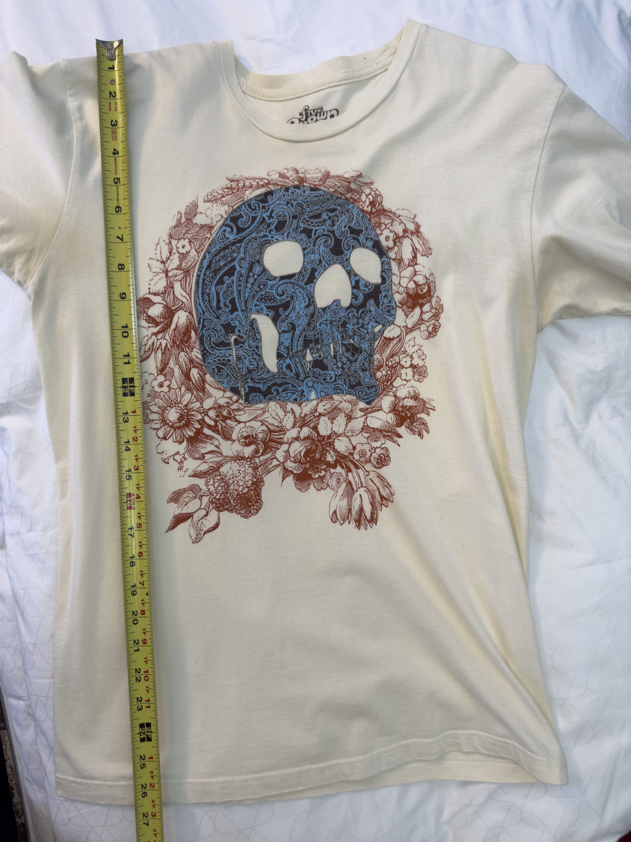 Other Vintage Skull Floral Graphic T-Shirt Cream Paisley Skull Tee Size US M / EU 48-50 / 2 - 7 Thumbnail