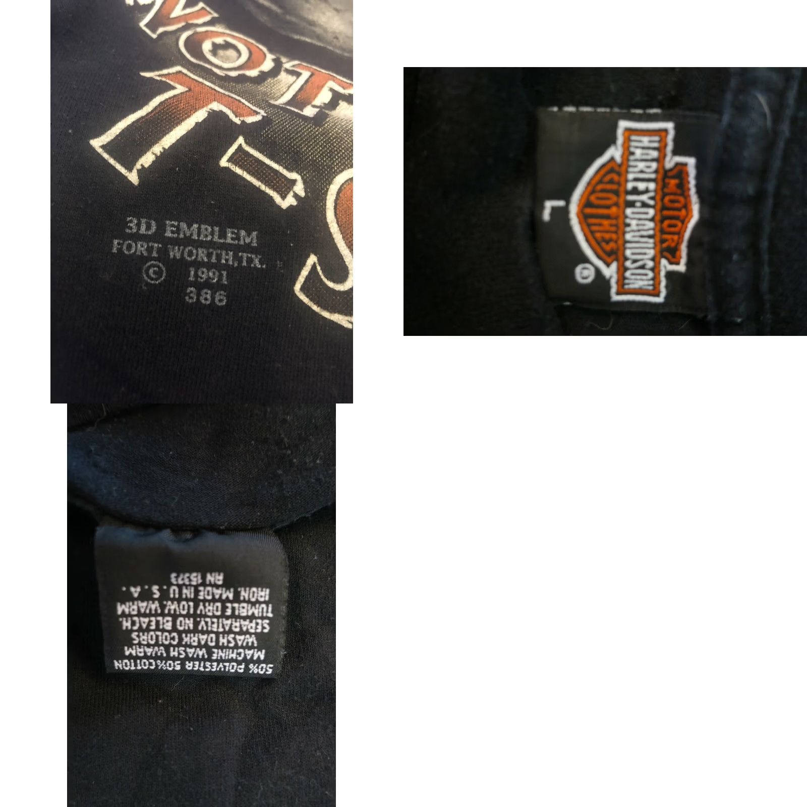 Vintage VTG 1990s "I OWN A HARLEY NOT JUST A T SHIRT" 3D EMBLEM Graphic Tee L Black Mens Size US L / EU 52-54 / 3 - 8 Thumbnail