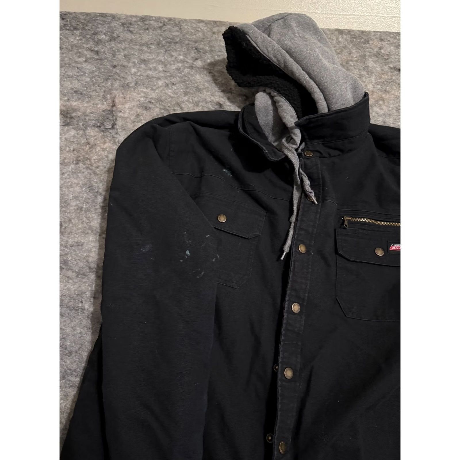 Dickies Dickies Canvas Hooded Quilt Lined Jacket Mens XL Black Bomber Jacket Zip Full Zip Hooded Lined Workwear Casual Short Short Sleeve? Size US XL / EU 56 / 4 - 4 Thumbnail