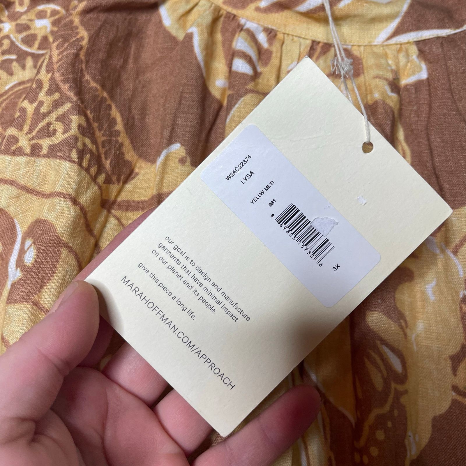 Mara Hoffman MARA HOFFMAN Lysa 100% Linen Belted Dress In Yellow Multi 3X Size 3XL / US 20-22 - 9 Thumbnail