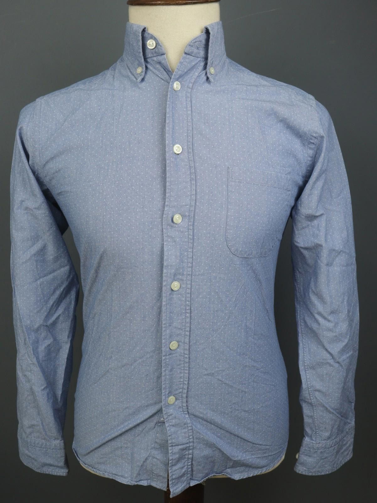 Eton Eton Blue Cotton Polka Dot Collared Dress Shirt Size 38 Size 38R - 1 Thumbnail
