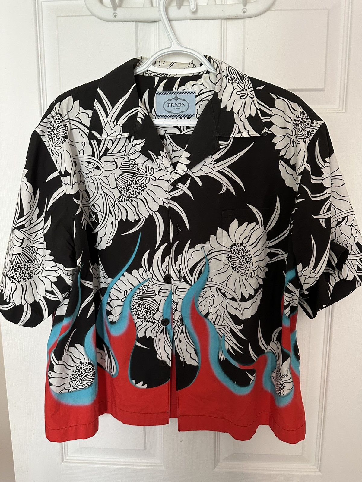 PRADA フレイムプリント 半袖シャツ Prada Flame Shirt | Grailed