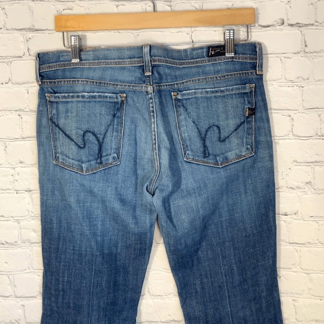 Citizens Of Humanity Citizens of Humanity Women Jeans Ingrid #002 Low Waist Flair 31 Blue Wide-Leg Stretch Jeans Womens Size 24" / US 00 / IT 34 - 5 Thumbnail