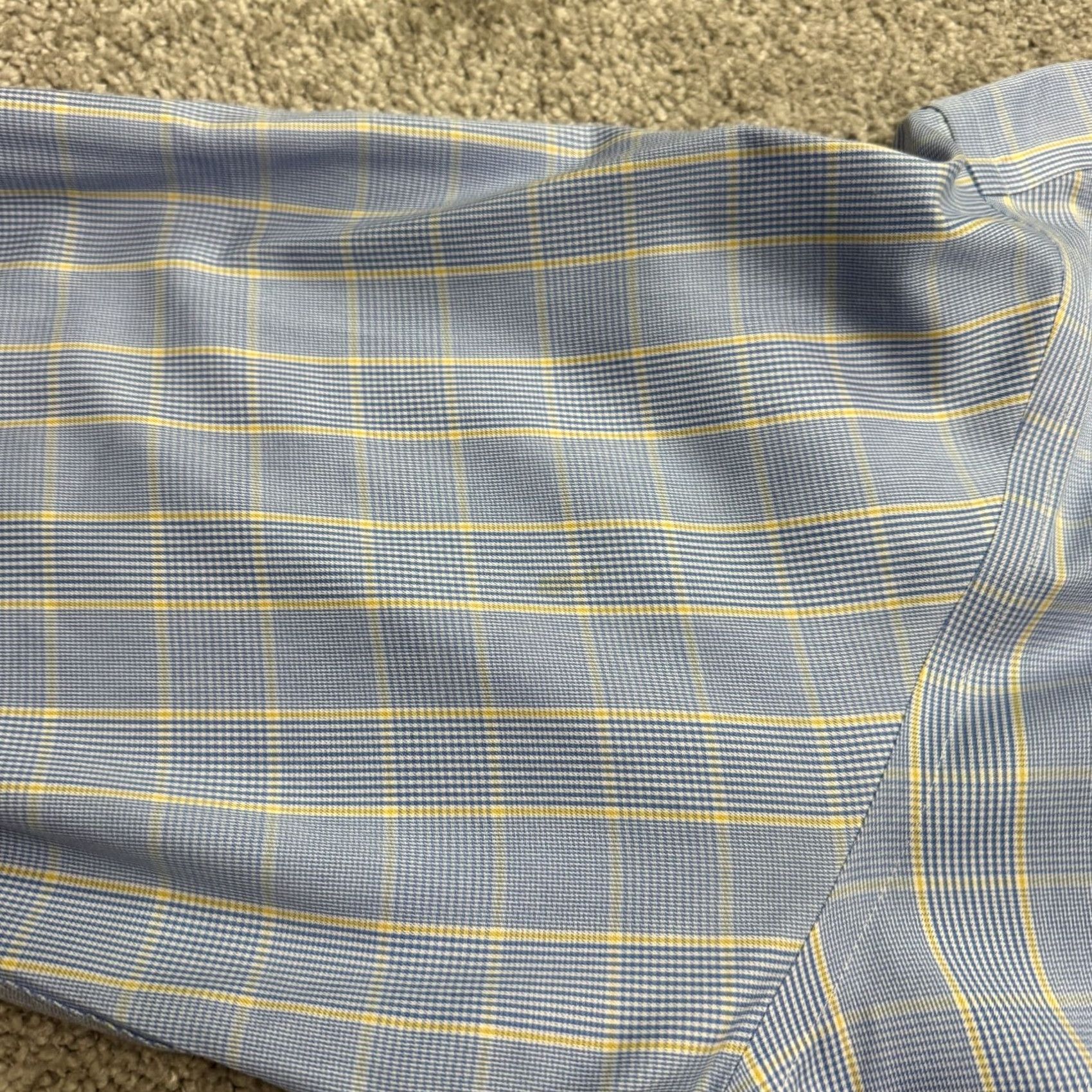 Charles Tyrwhitt Charles Tyrwhitt Dress Shirt Mens 17/35 Classic Fit Non Iron Blue Plaid Shirt Size 46R - 4 Thumbnail