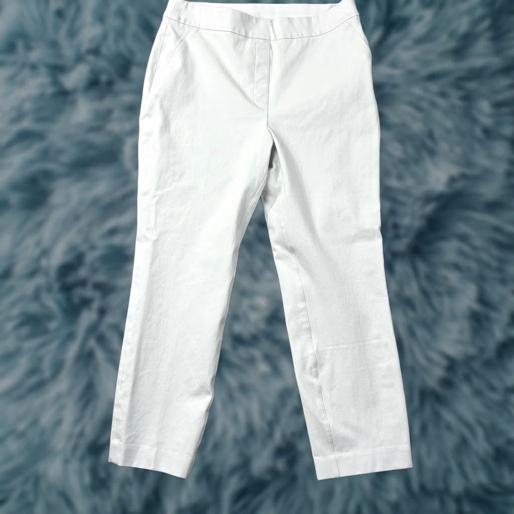 Spanx VINTAGE? No. Spanx The Perfect Pant White Slim Straight Leg Pull On Trousers Large L Size 24" / US 00 / IT 34 - 1 Thumbnail