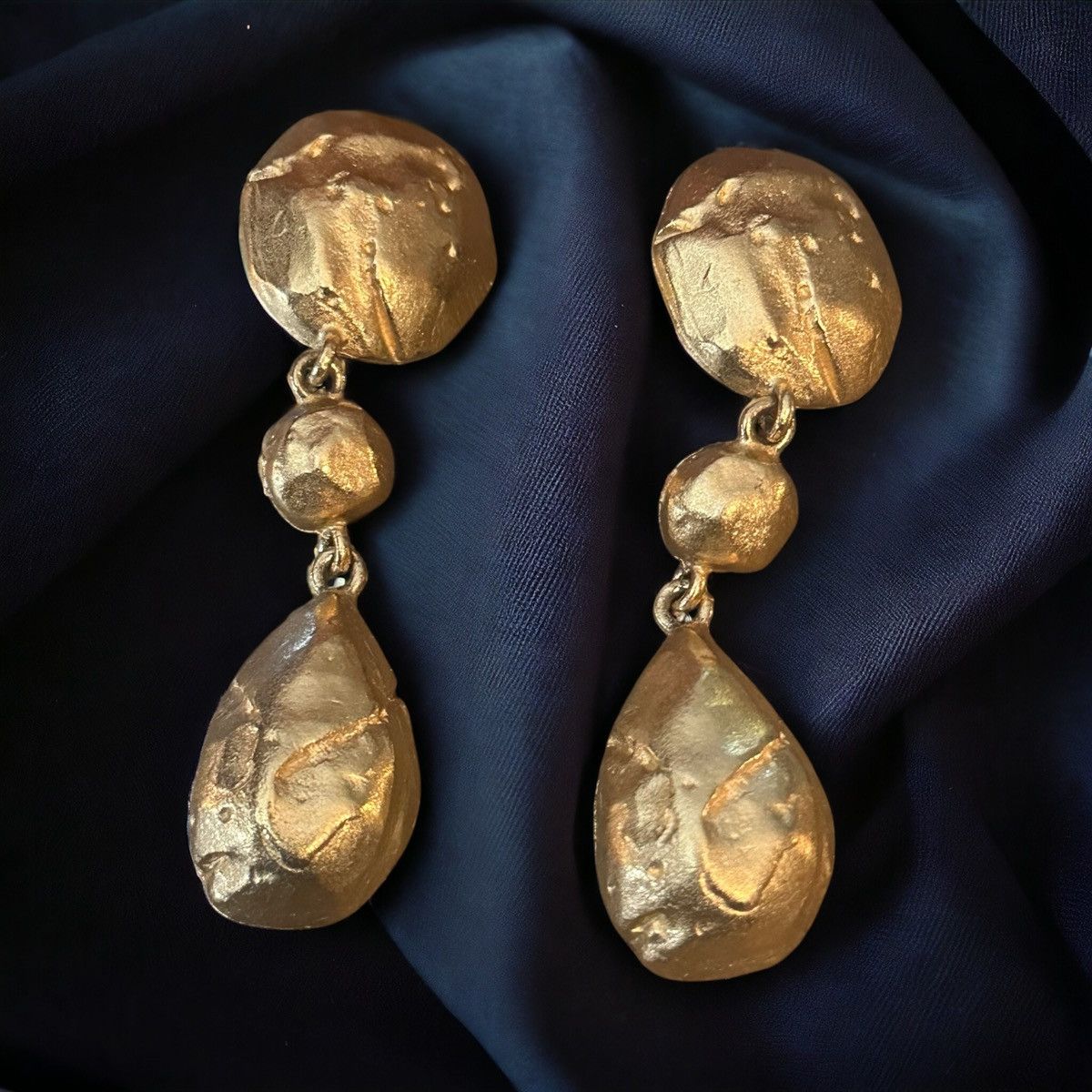 Vintage Givenchy golden asteroid clip on dangle earrings