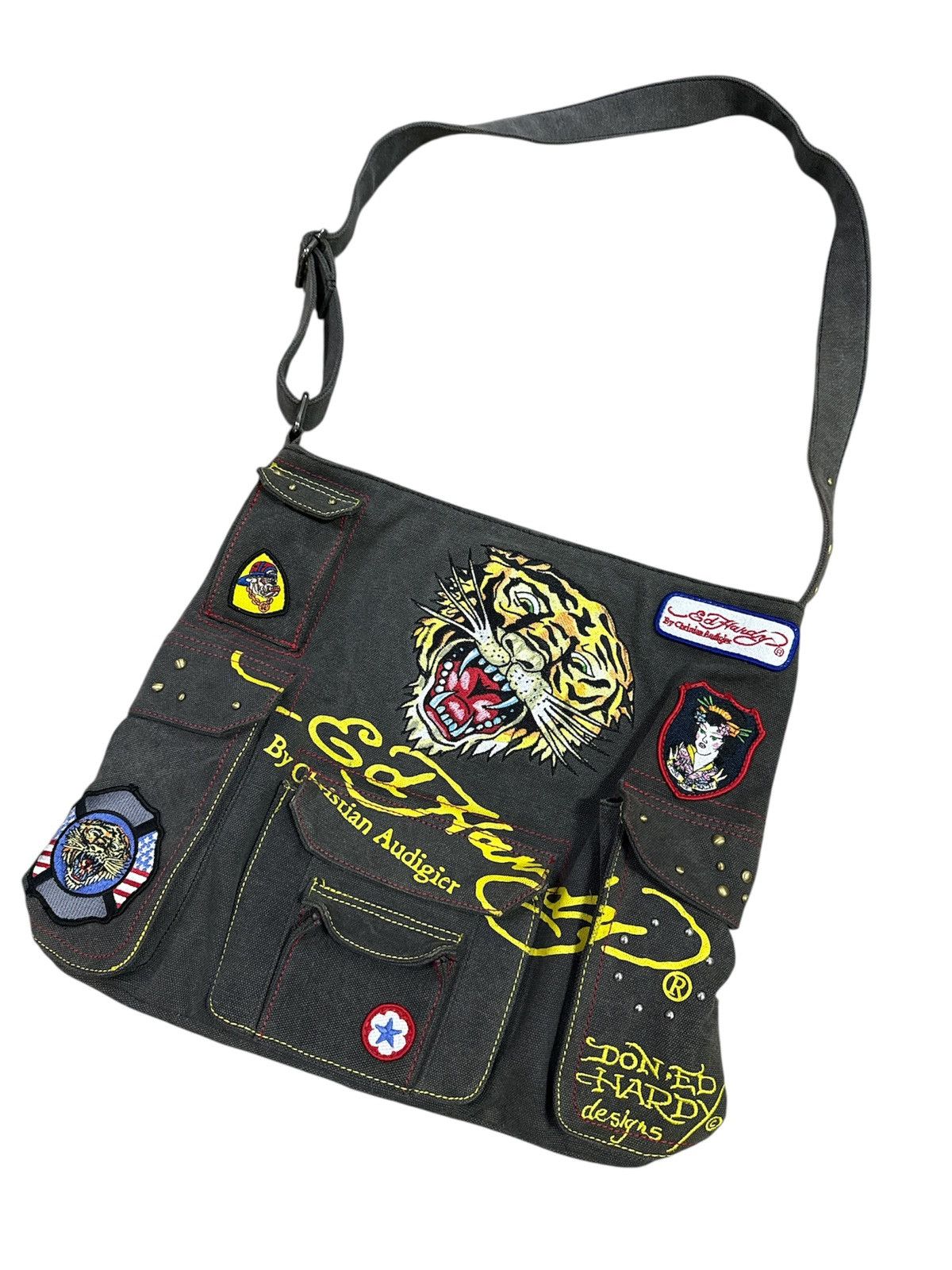 Ed Hardy Rare 2000s Ed hardy canvas Cotton sling bag Size ONE SIZE - 1 Thumbnail