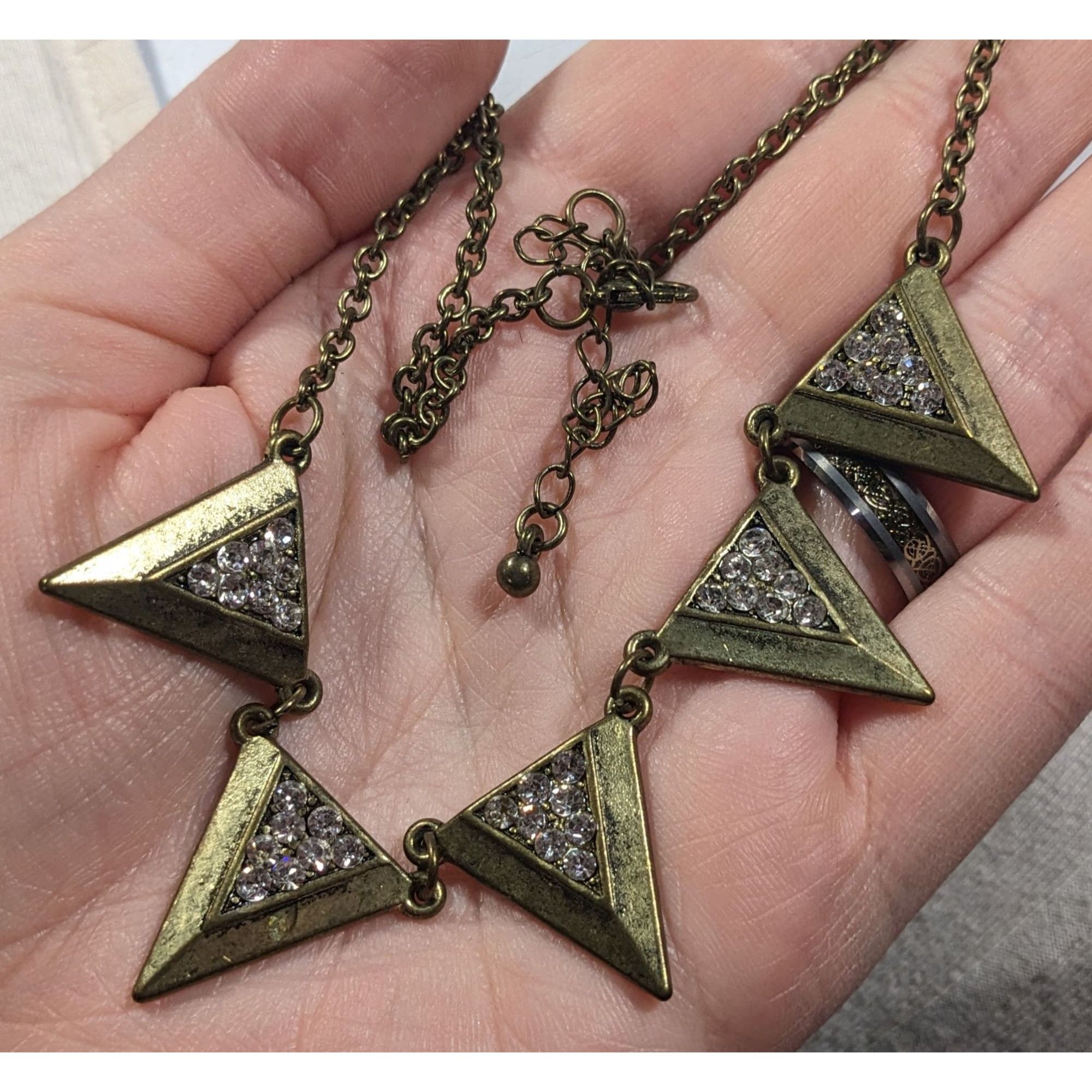Other Geometric Glam Gold Tone Rhinestone Statement Necklace Size ONE SIZE - 5 Thumbnail