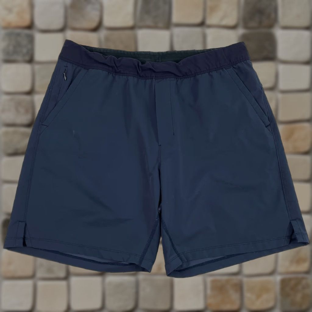 Vintage Public Rec Shorts Mens 36 x 7 Blue Flex Athletic Nylon Polyester Spandex Drawstring Pockets Lightweight Moisture Wicking 7 in Inseam Clothing Mens Size US 36 / EU 52 - 1 Thumbnail