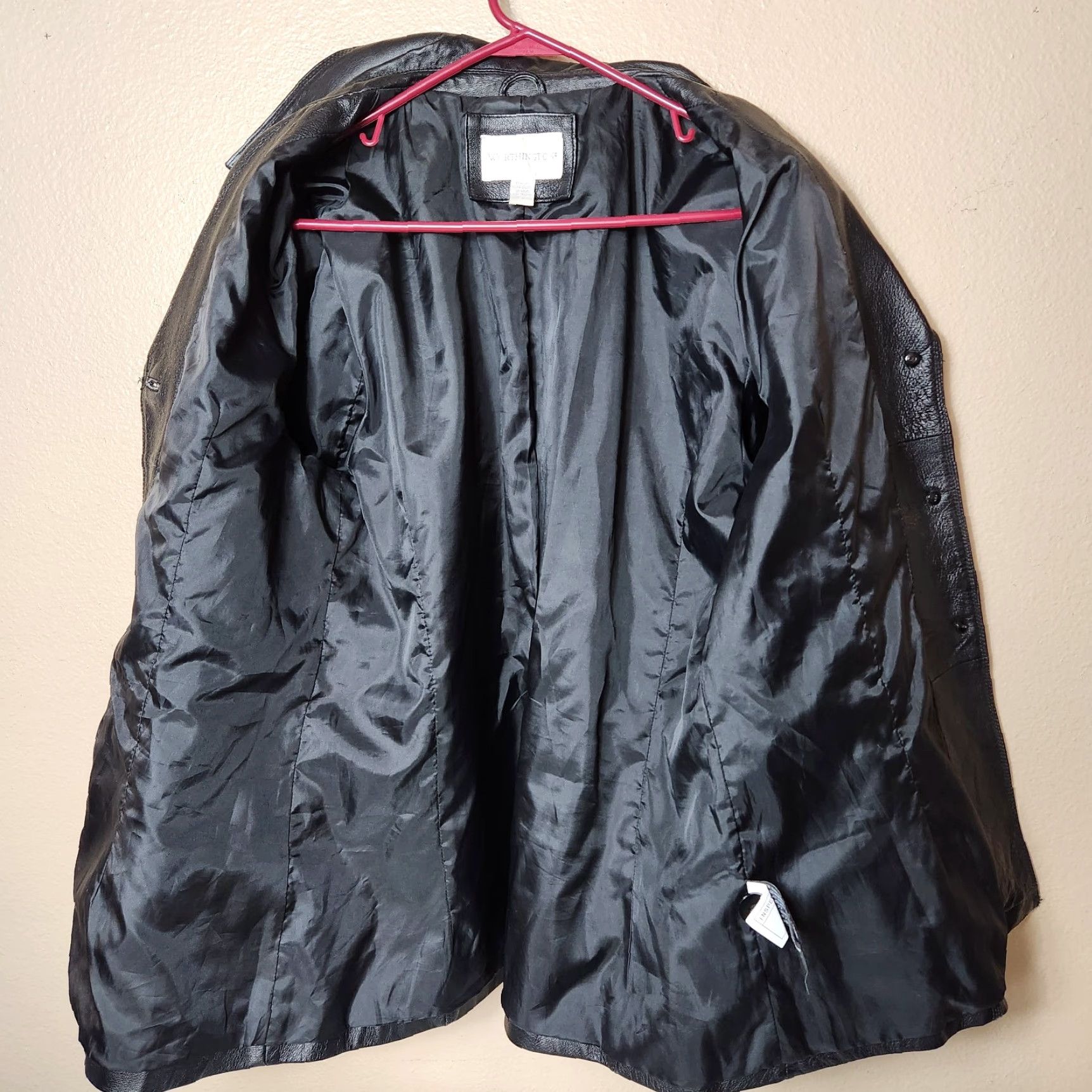 Worthington Worthington Womens Leather Notch Collar Buttonfront Jacket XL Black - Casual, Regular, Lined, Pockets, 2 Pockets, Fall Winter Spring Size XL / US 12-14 / IT 48-50 - 6 Thumbnail