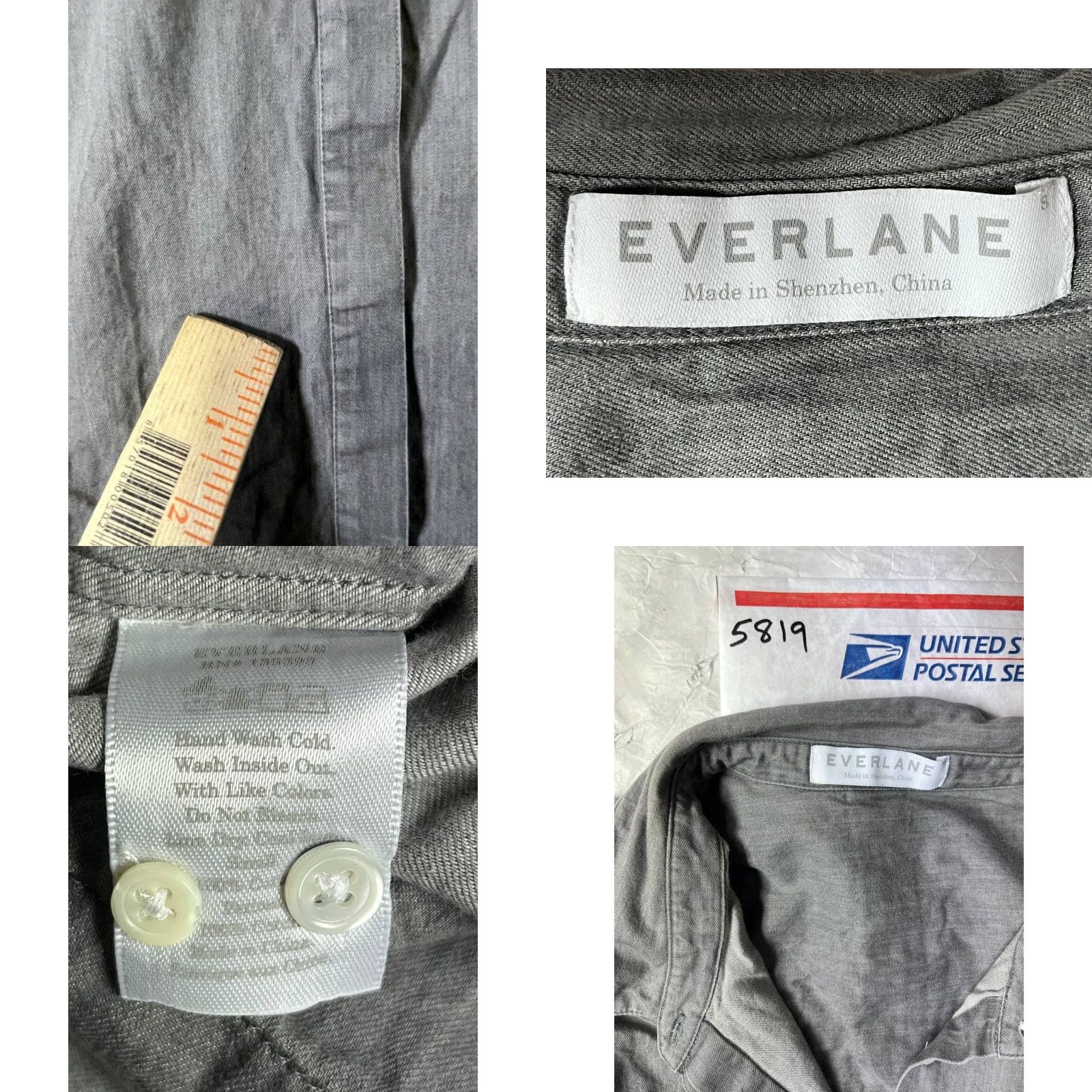 Everlane Everlane Shirt Dress Gray Women's Size S Button Up 100% Cotton/Viscose Pockets Utility Midi Dress Short Sleeve Collared Button Vintage: No Size S / US 4 / IT 40 - 9 Thumbnail