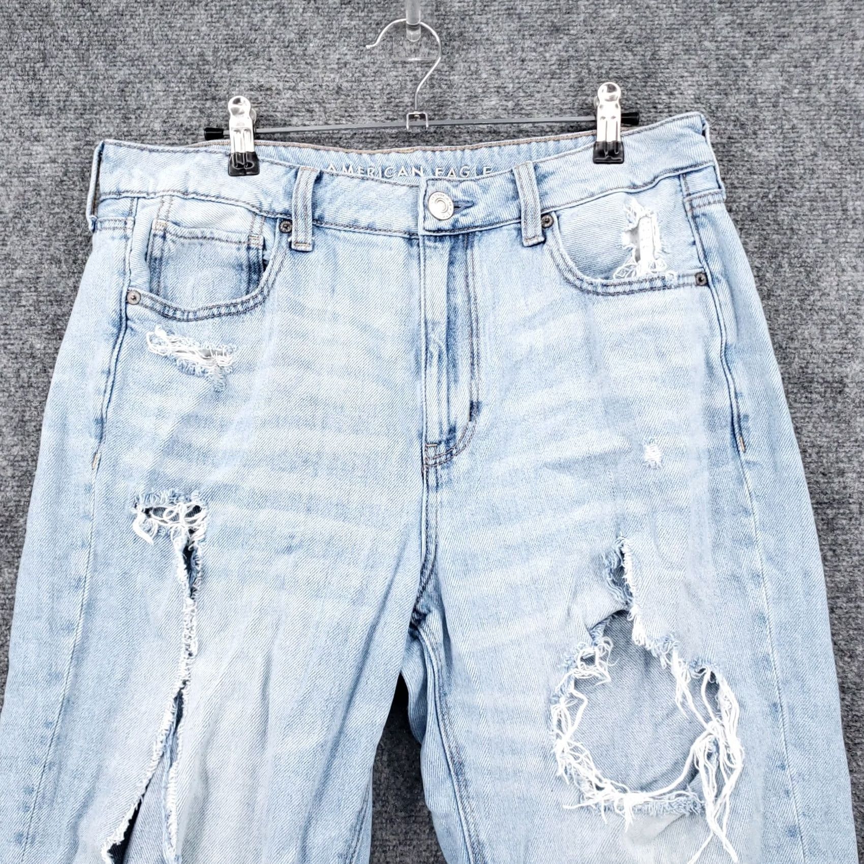 American Eagle Outfitters American Eagle Jeans Womens 12 Long Blue Hi Rise Tomgirl Ripped Denim Size 34" / US 12 / IT 48 - 3 Thumbnail