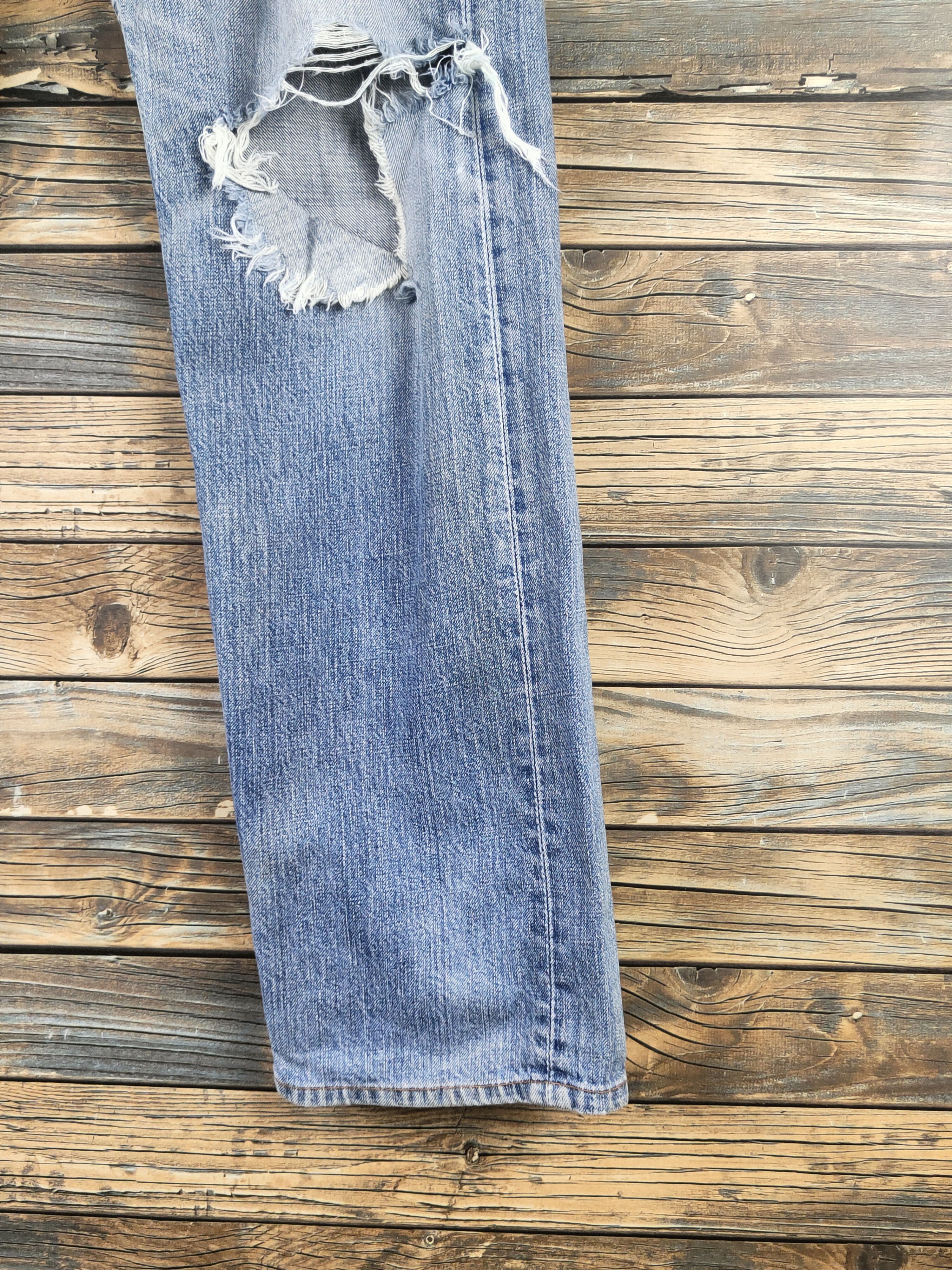 Levi's 501 Levi's Blue Distressed Ripped Jeans #S2855 Size US 31 - 6 Thumbnail